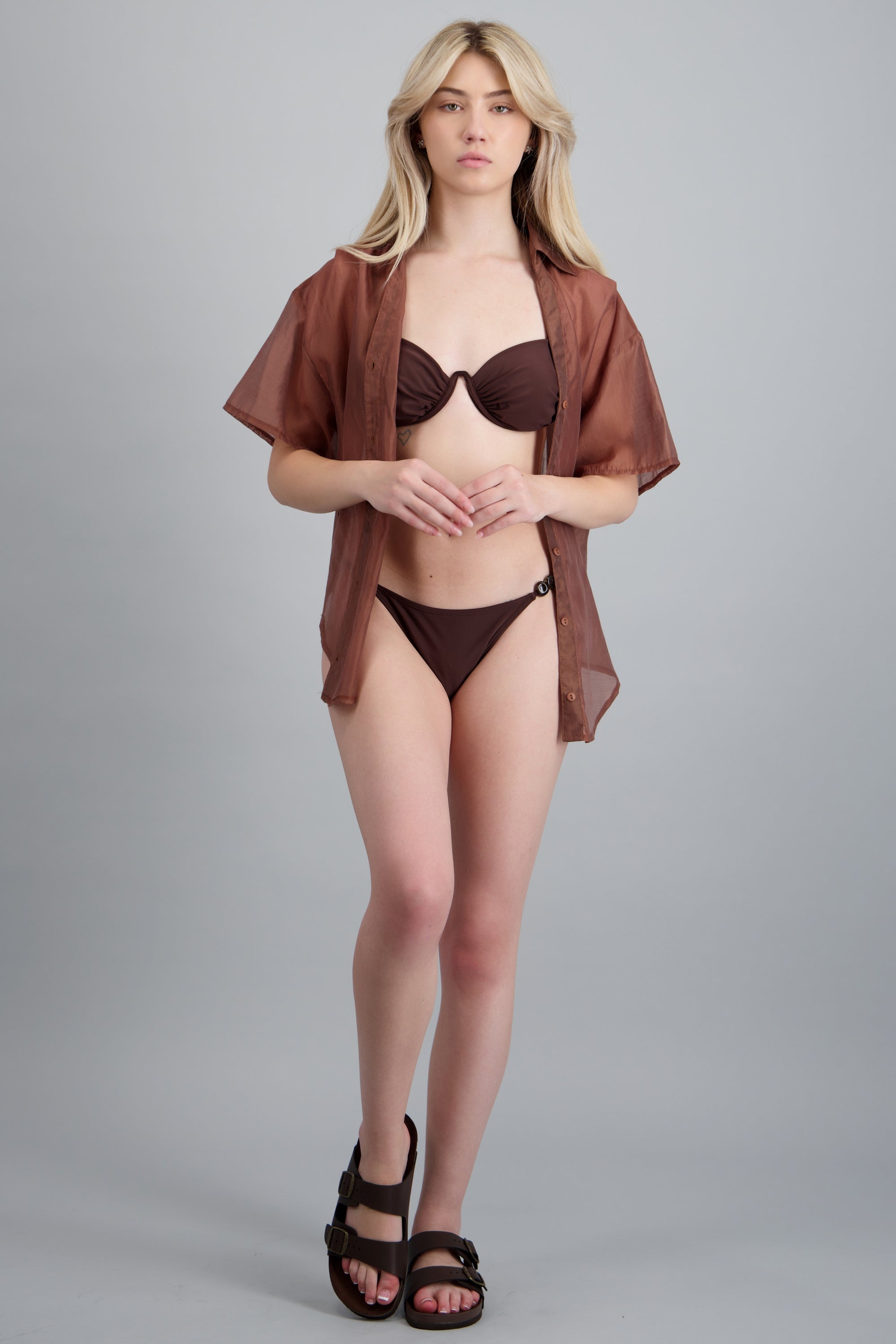 Sandalia plataforma dos hebillas CHOCOLATE