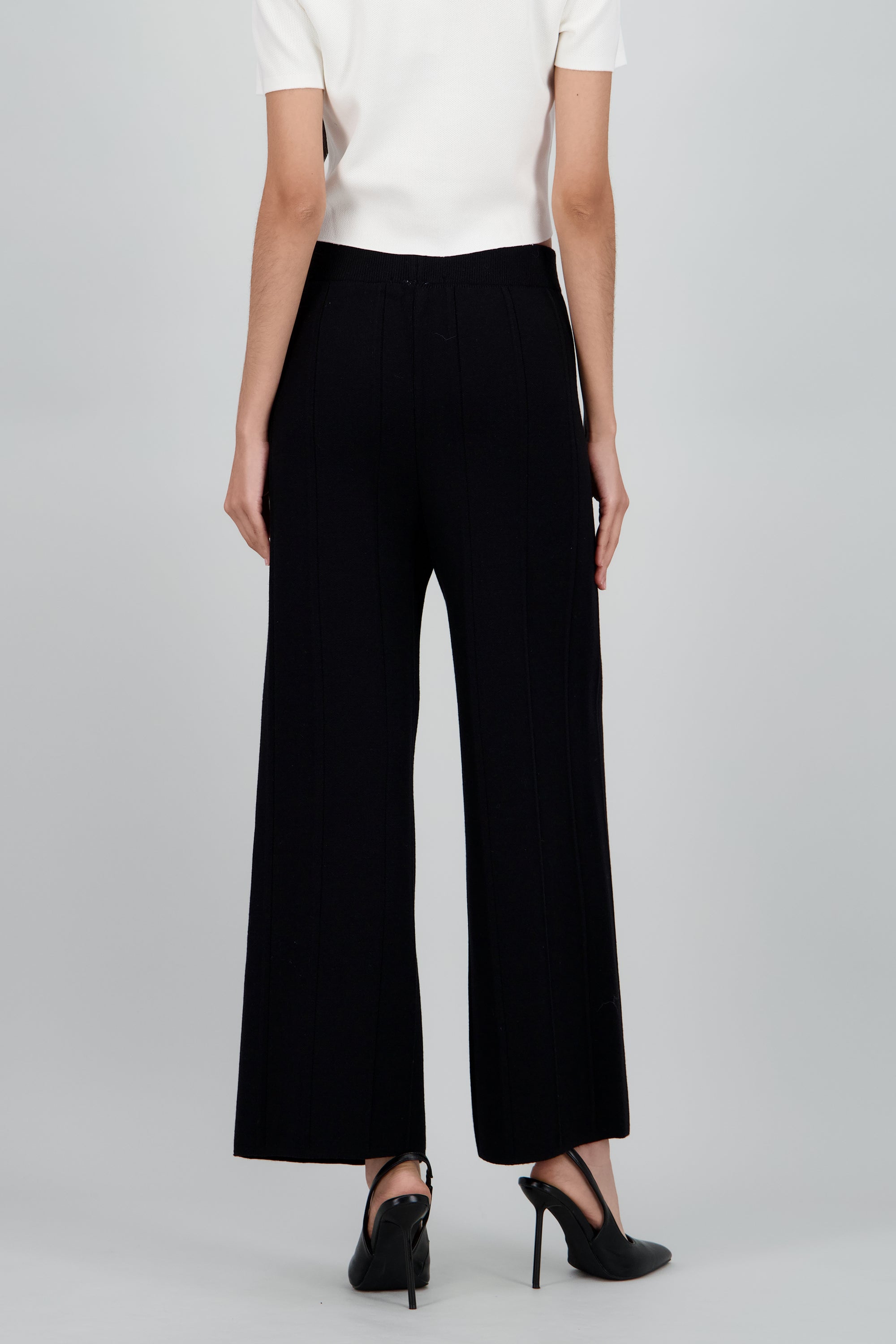 Pantalon tejido wide detalle rayas NEGRO
