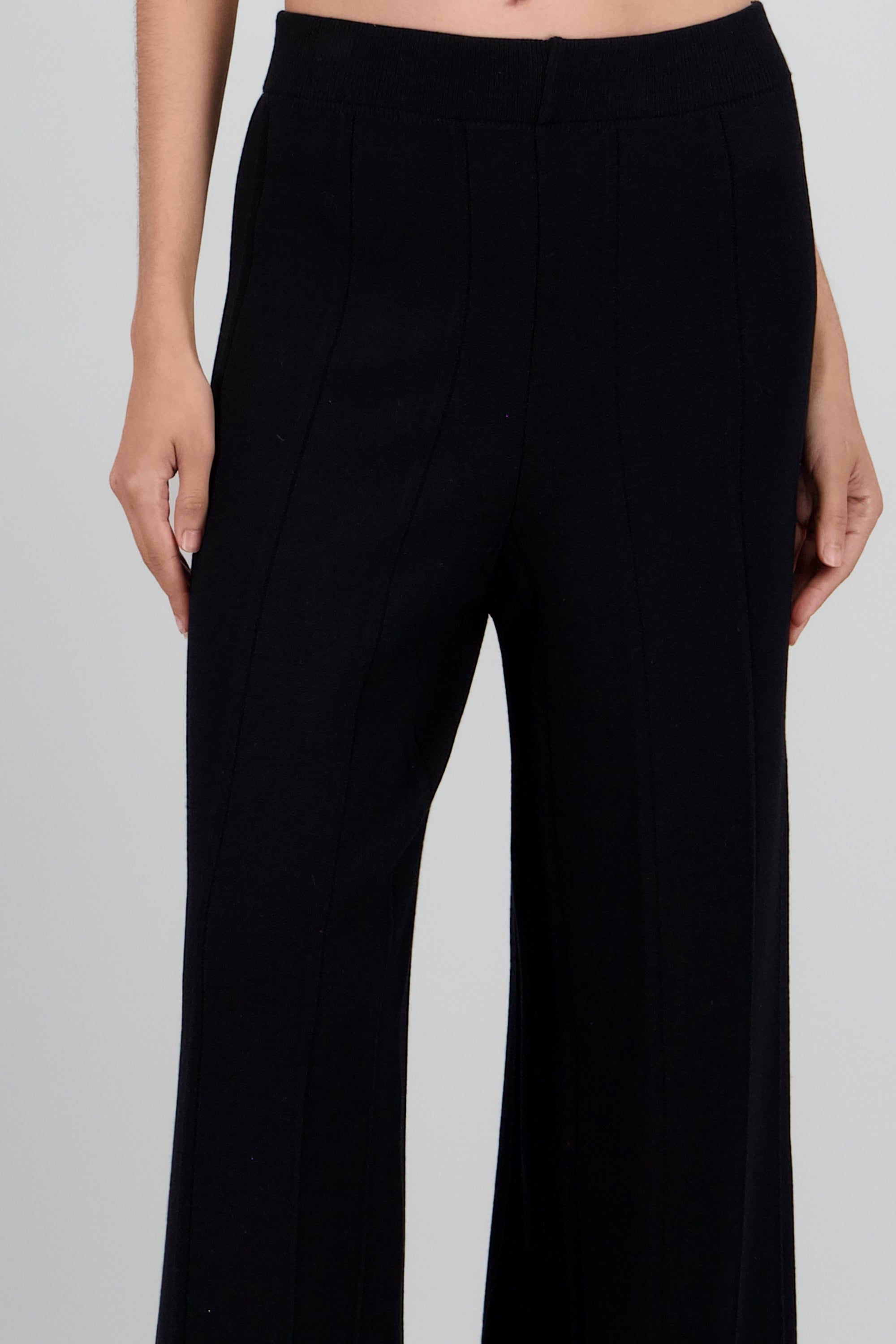 Pantalon tejido wide detalle rayas NEGRO