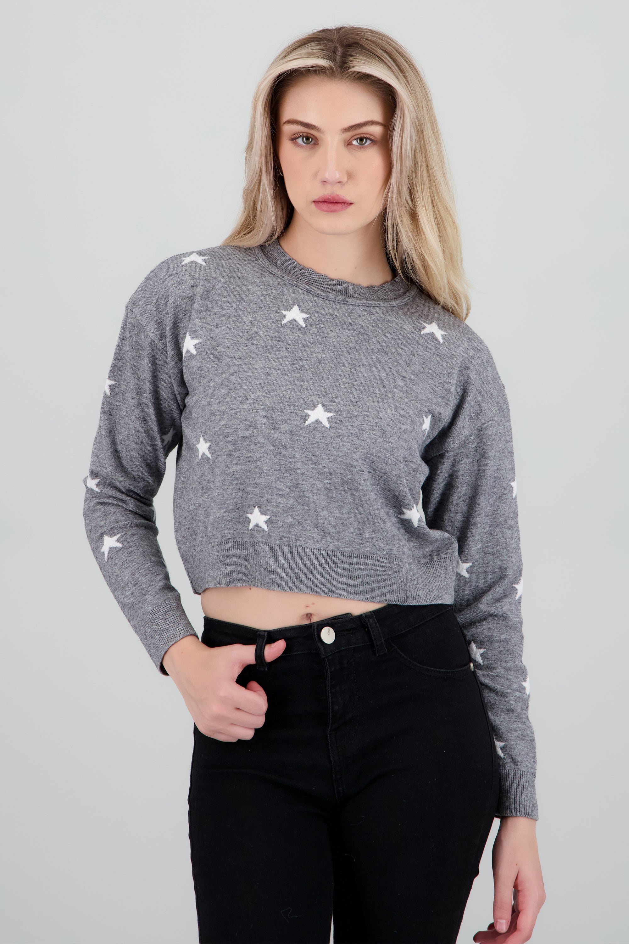Sueter detalle estrellas mini GRIS JASPE