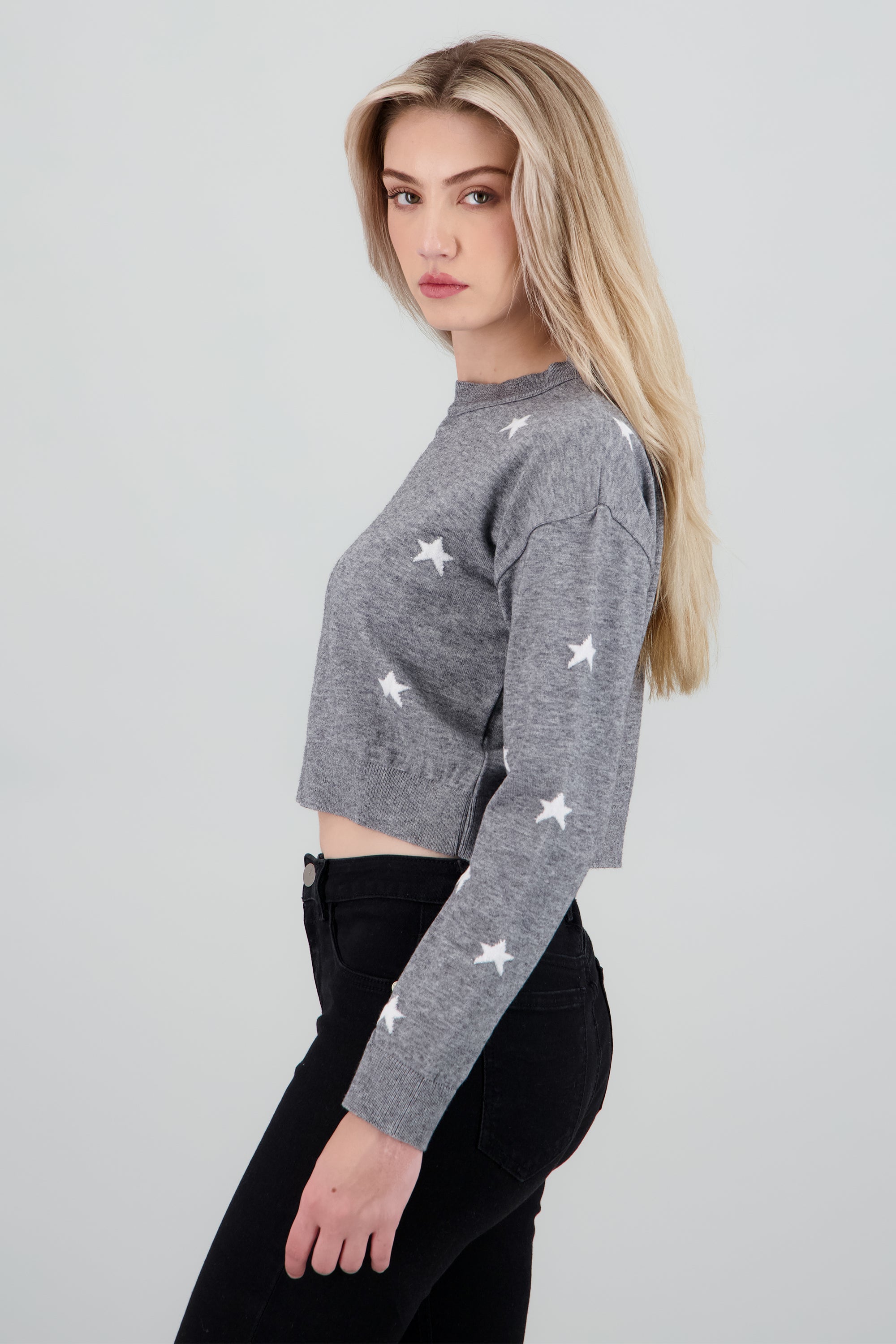 Sueter detalle estrellas mini GRIS JASPE