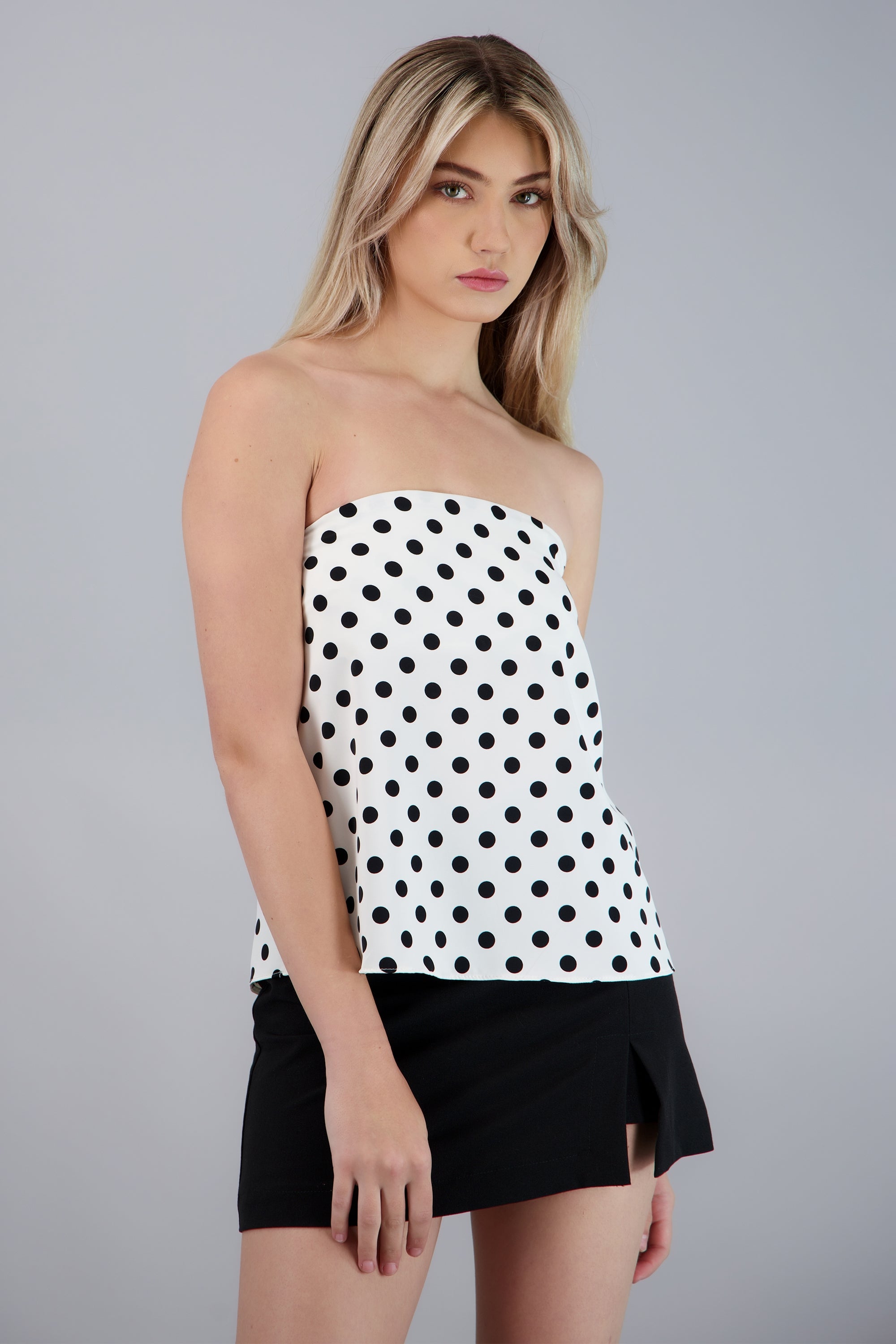 Top strapless polka dot BLANCO COMBO