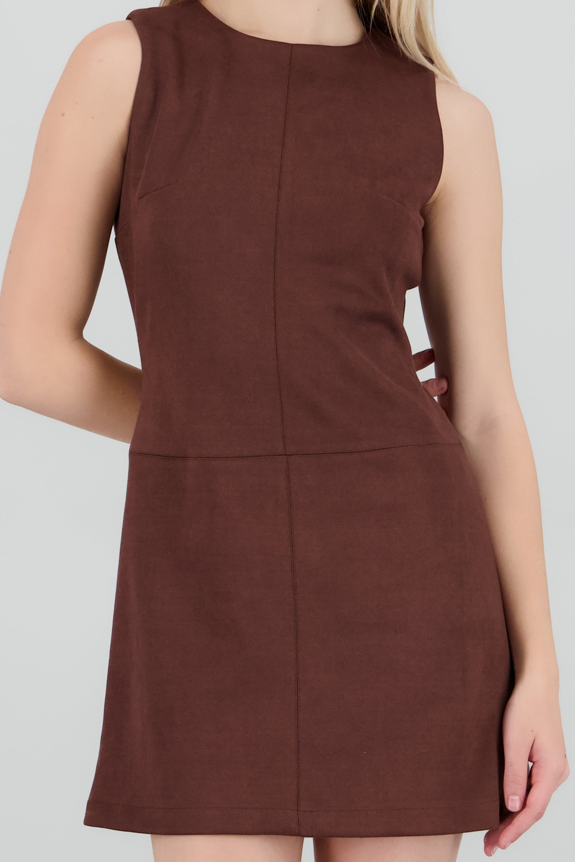 Vestido mini cortes suede CHOCOLATE