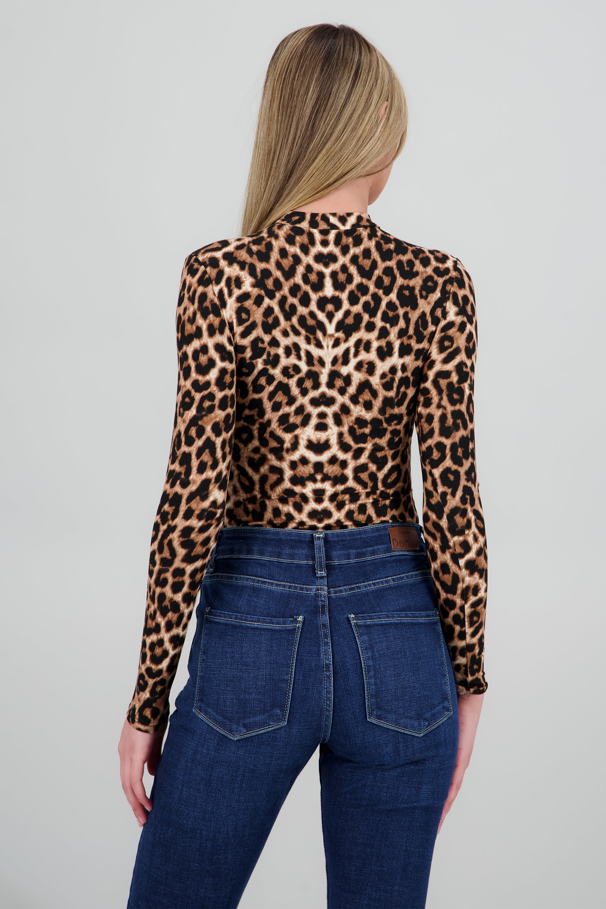 Bodysuit cuello alto animal print CAFE COMBO