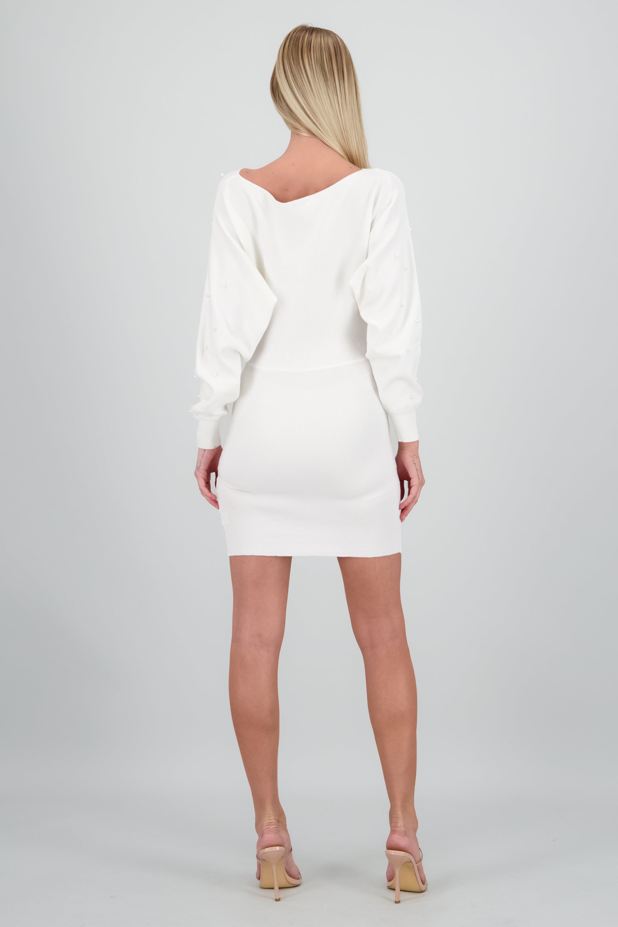 Vestido tejido detalle perlas BLANCO