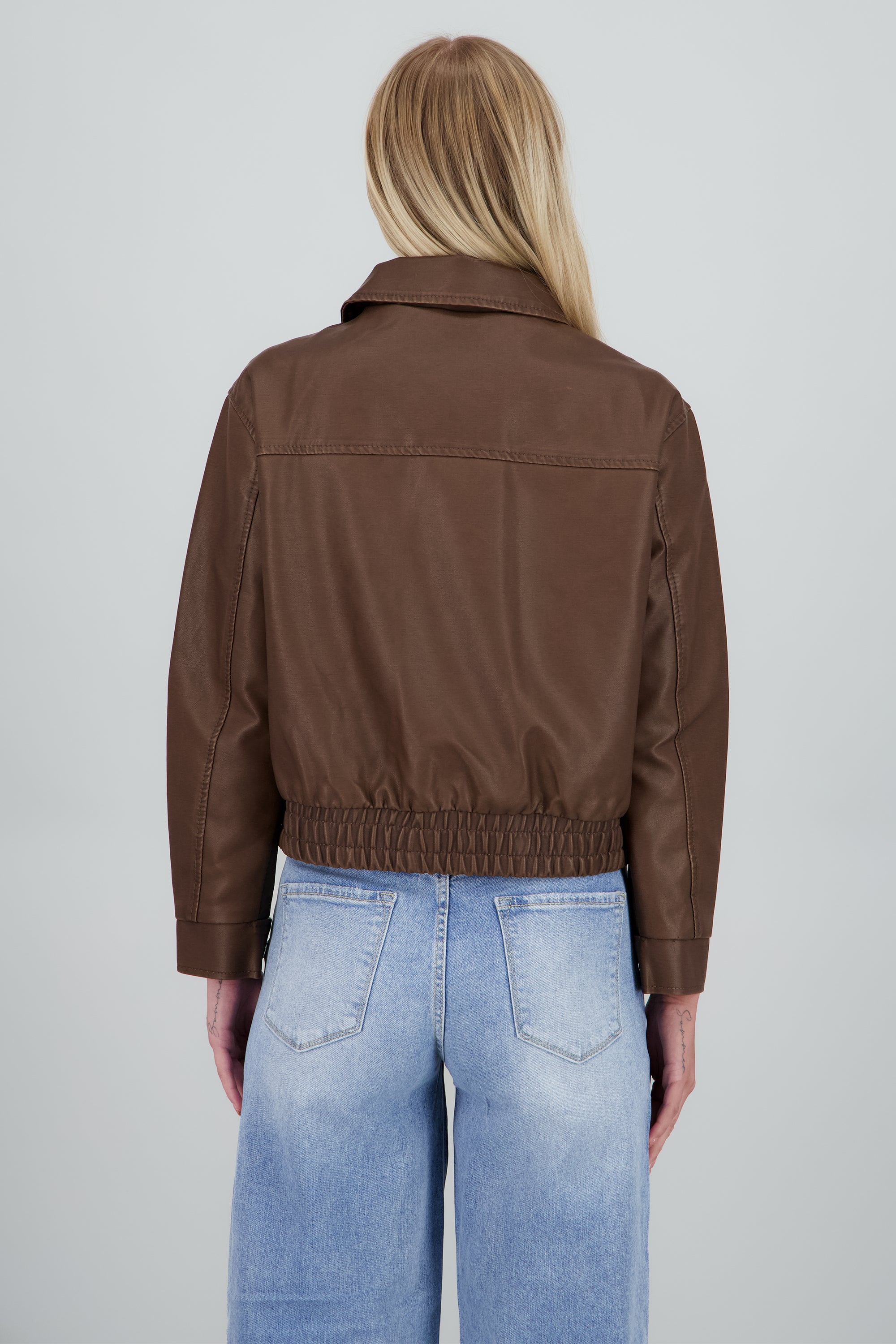 Chamarra PU oversize CAFE