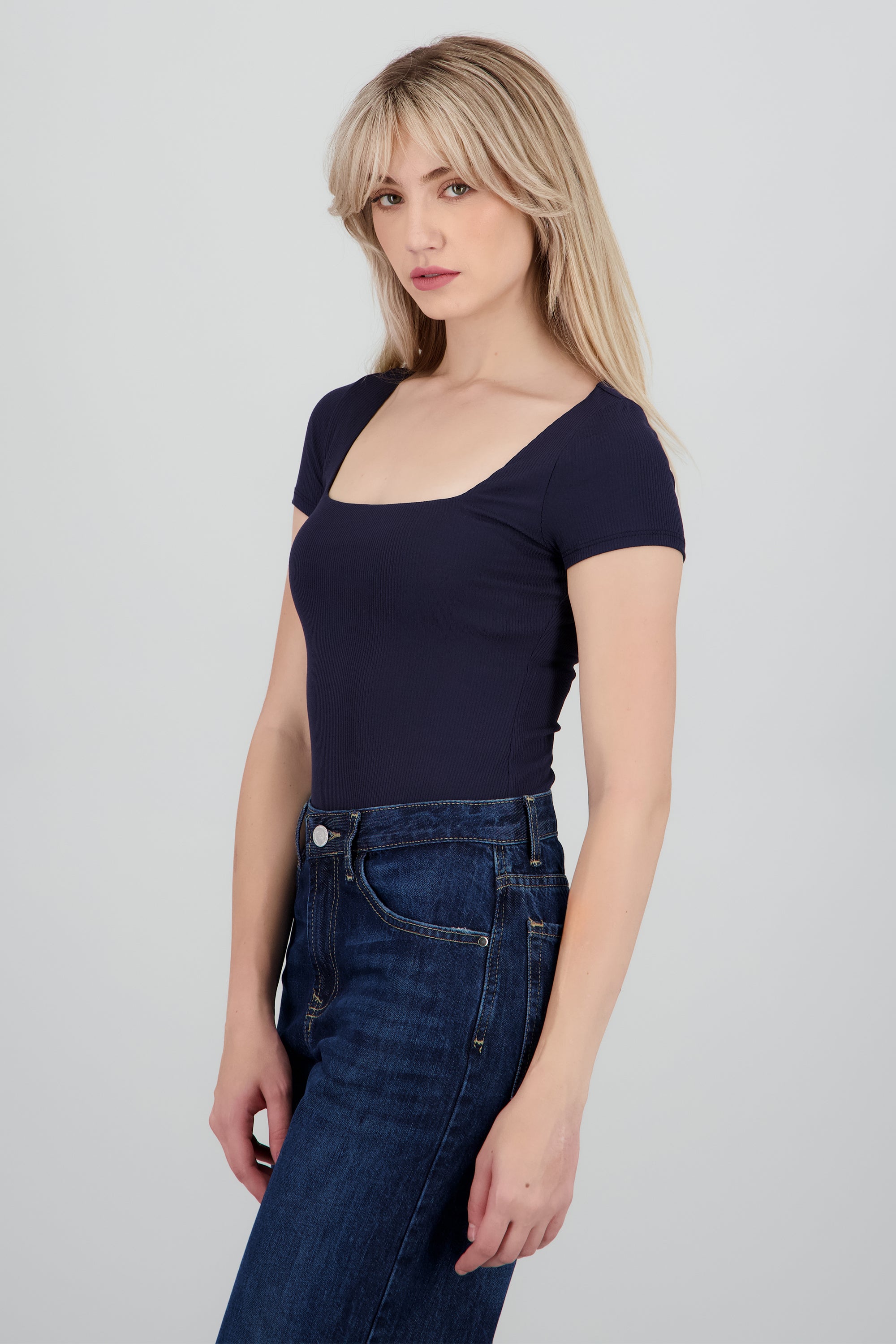 Body doble tela liso manga corta MARINO