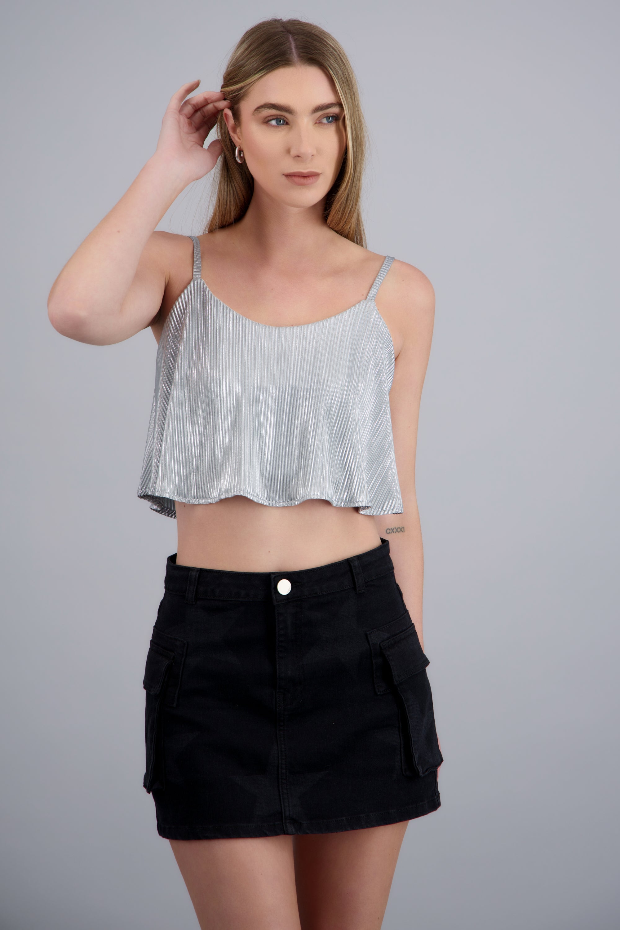 Top foil plisado de tirantes PLATA