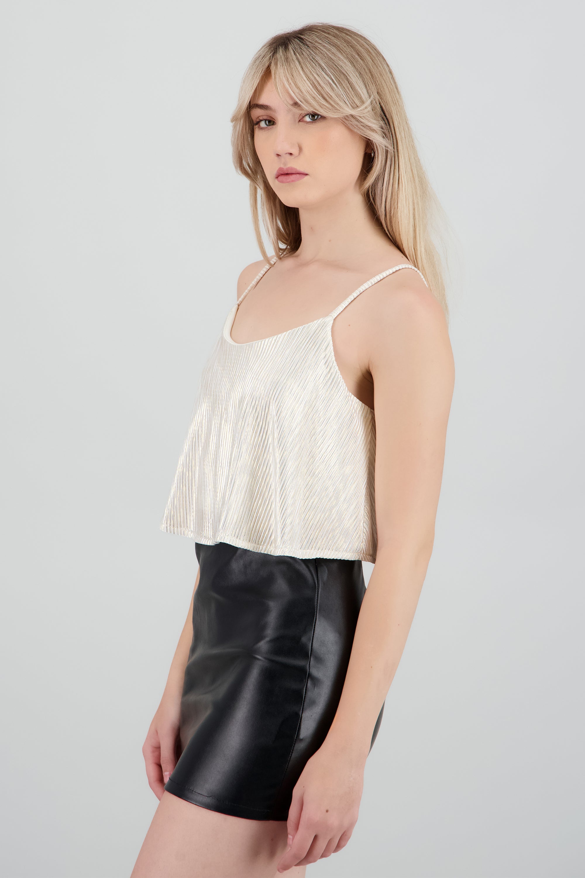 Top foil plisado de tirantes ORO