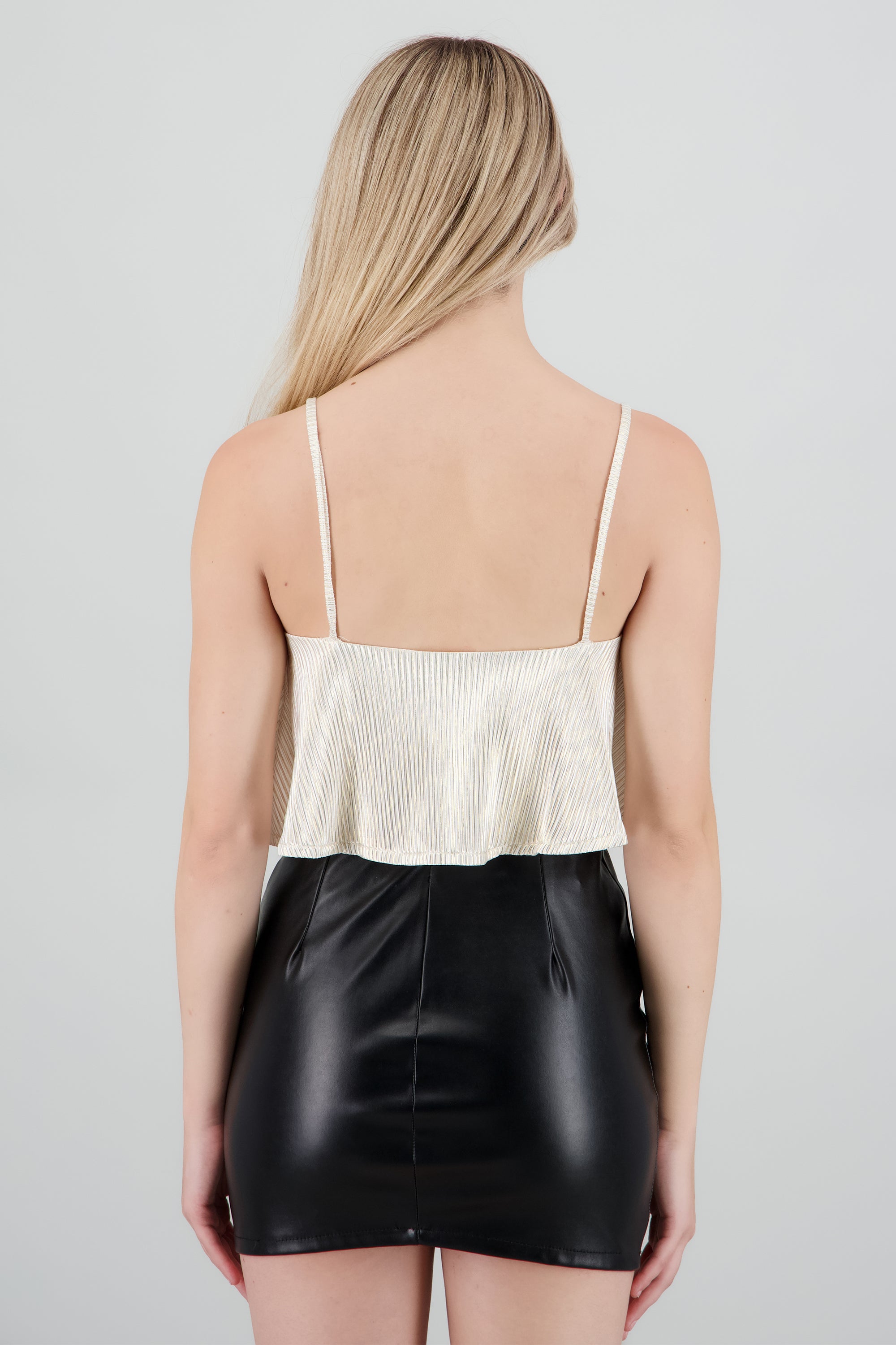 Top foil plisado de tirantes ORO