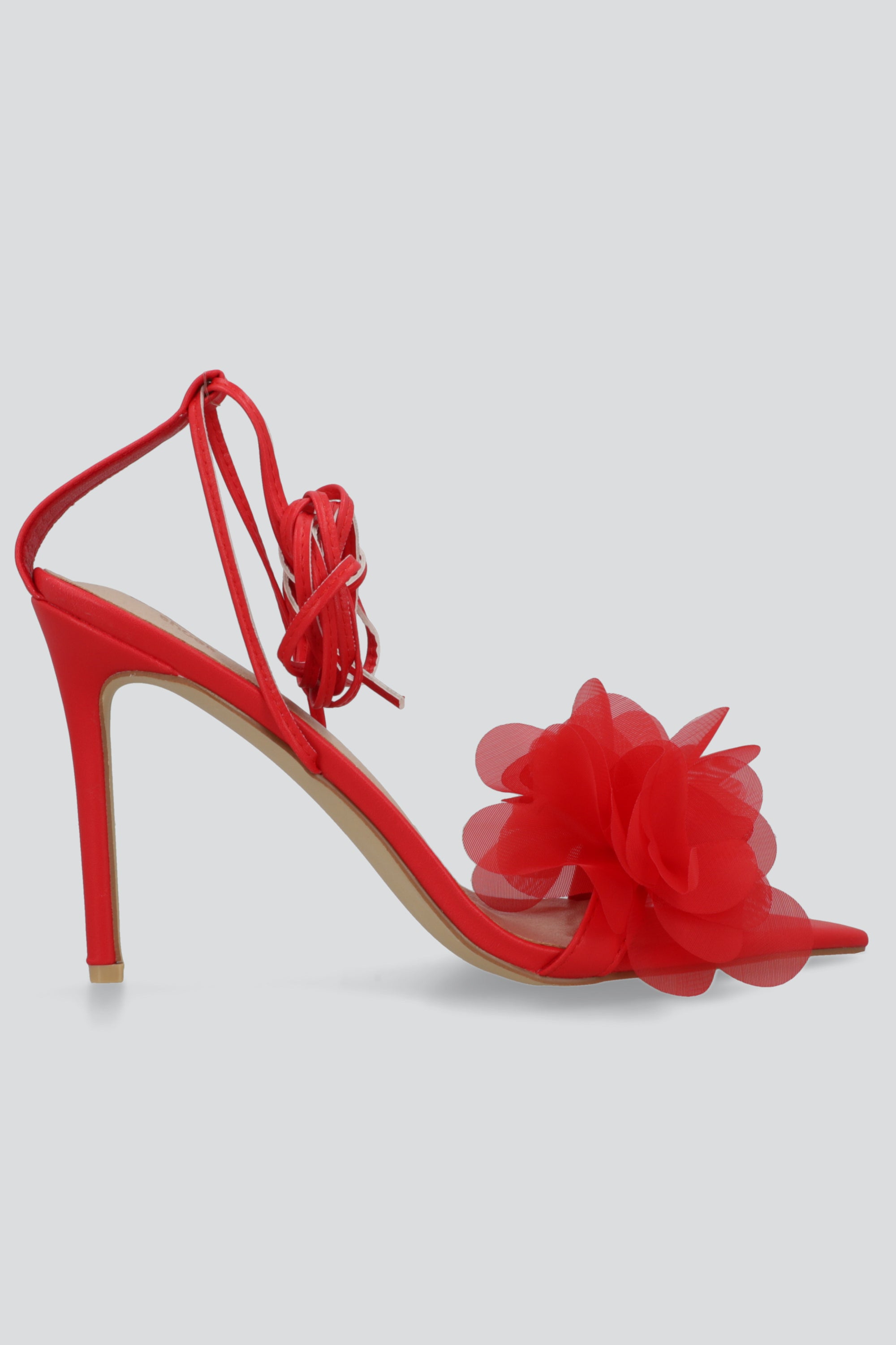Tacon flores tul lace up ROJO