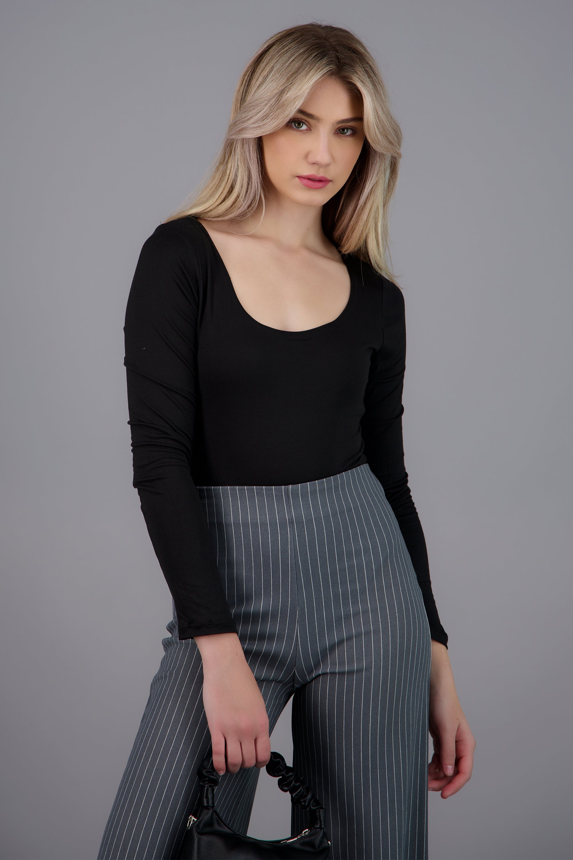 Bodysuit escote redondo manga larga NEGRO