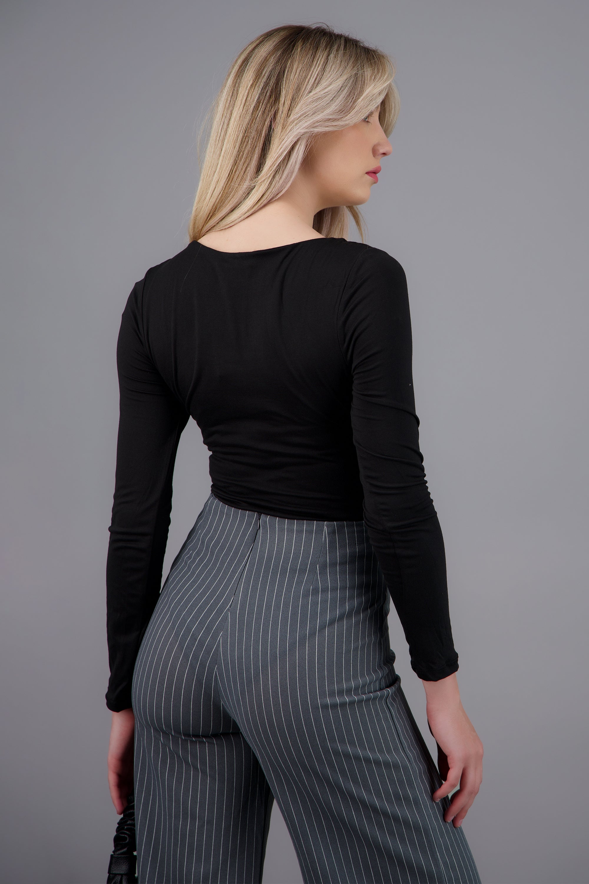 Bodysuit escote redondo manga larga NEGRO