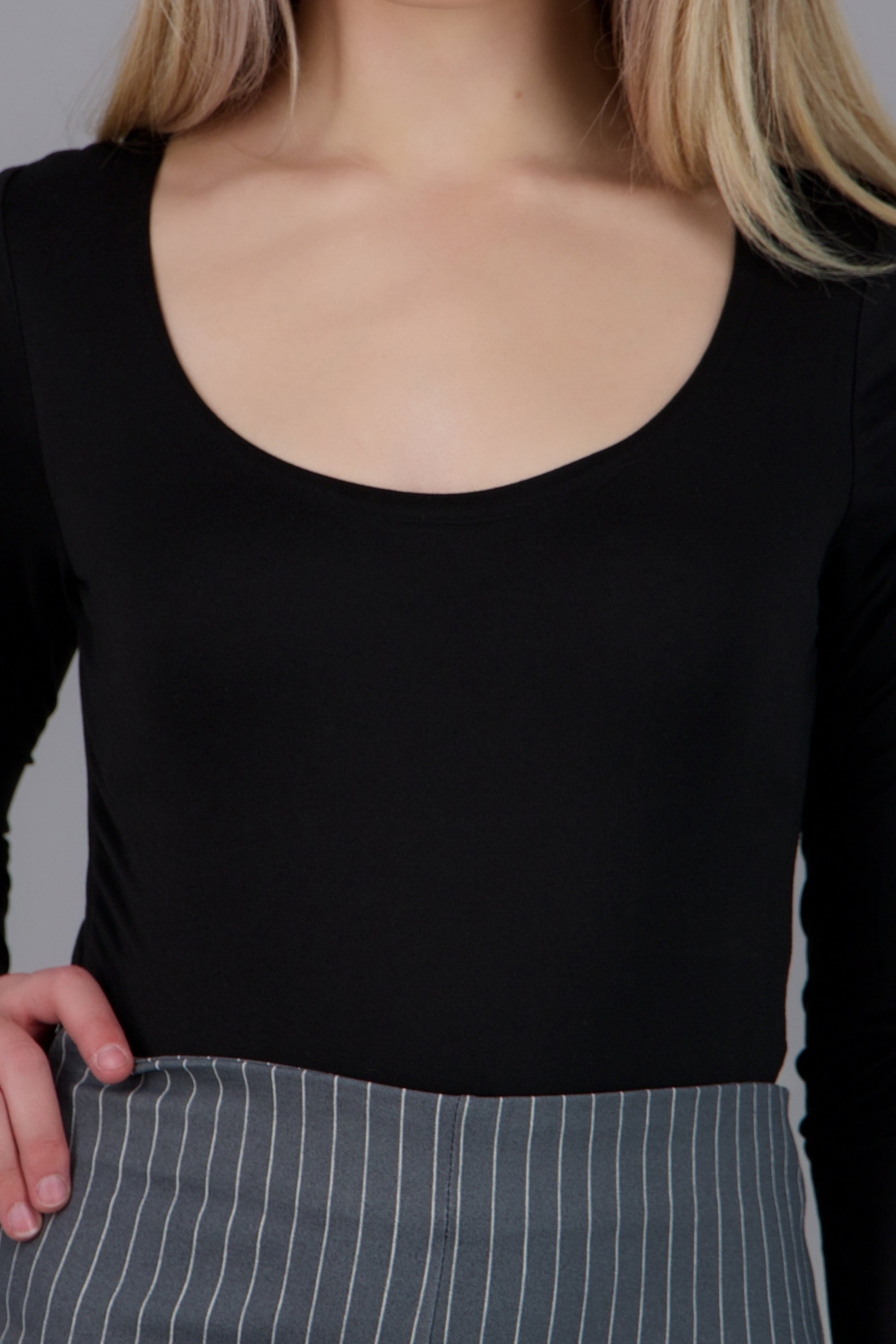 Bodysuit escote redondo manga larga NEGRO