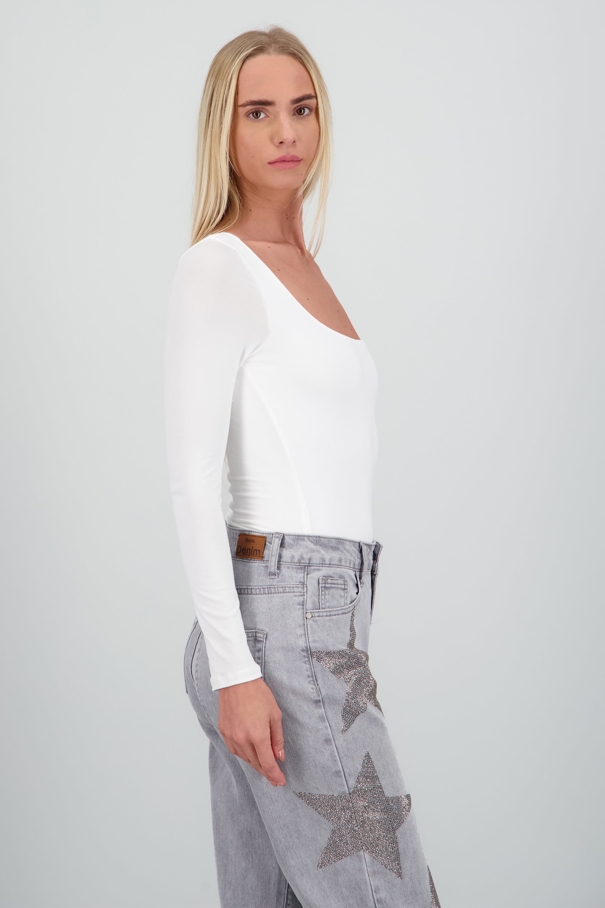 Bodysuit escote cuadrado manga larga BLANCO