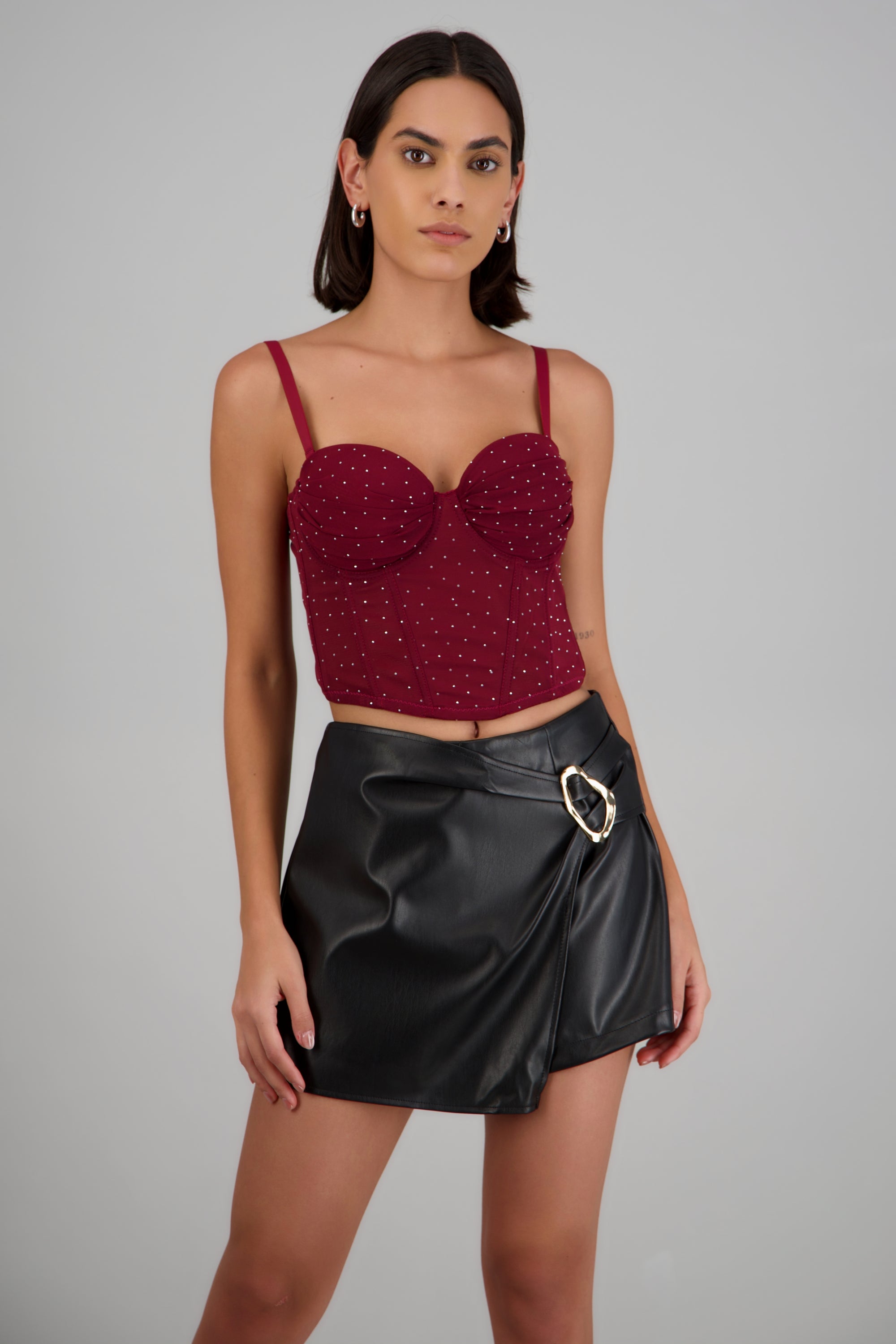 Corset de mesh con brillos VINO