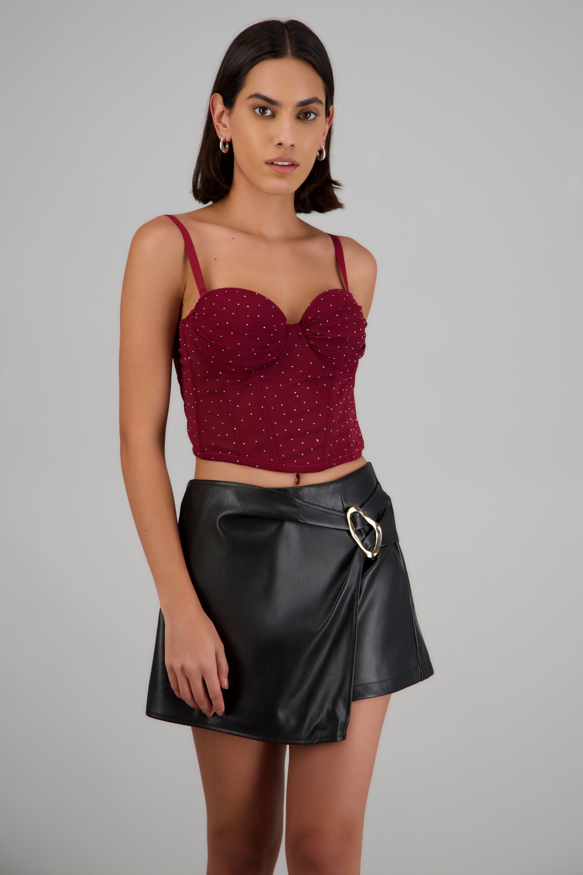 Corset de mesh con brillos VINO