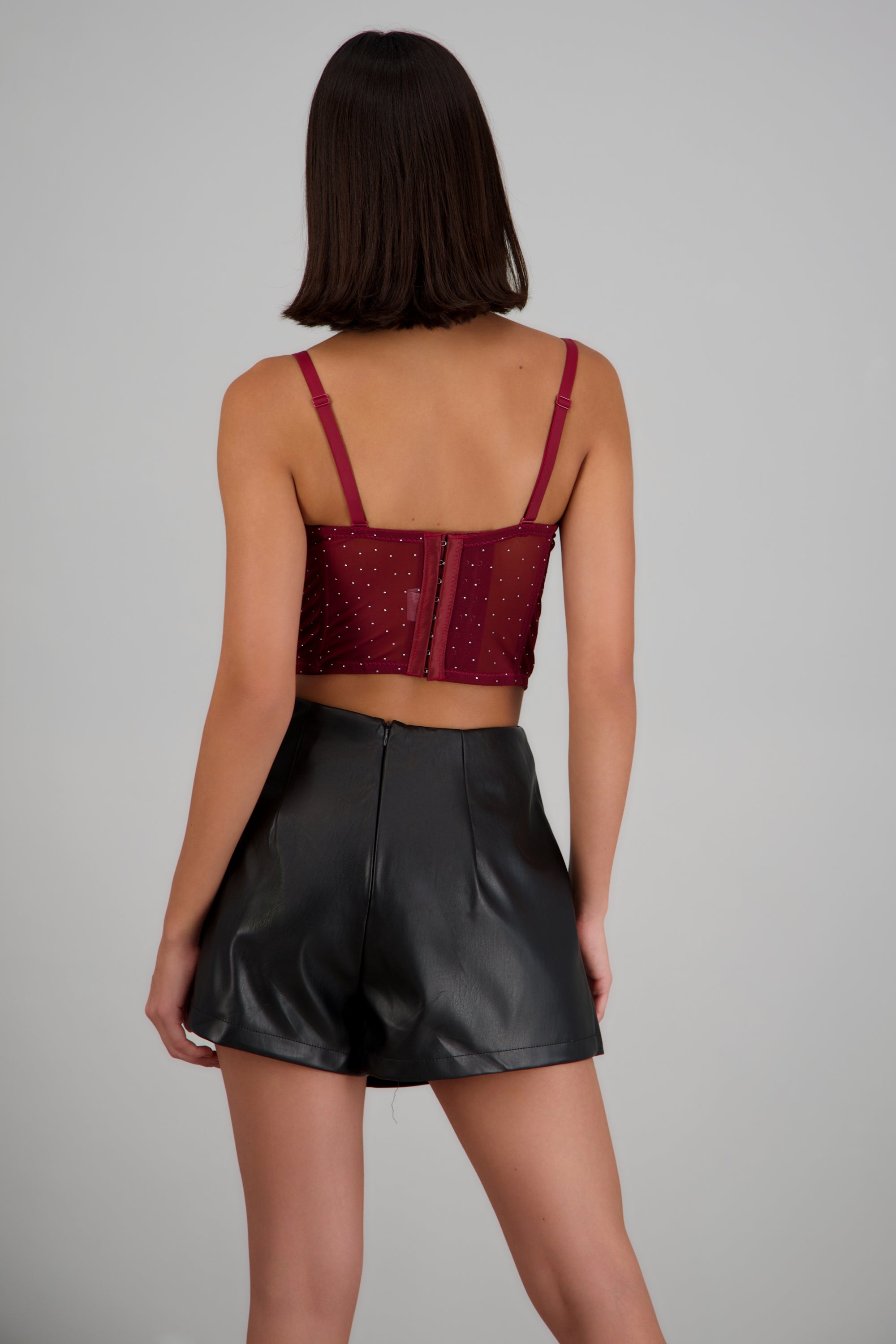 Corset de mesh con brillos VINO