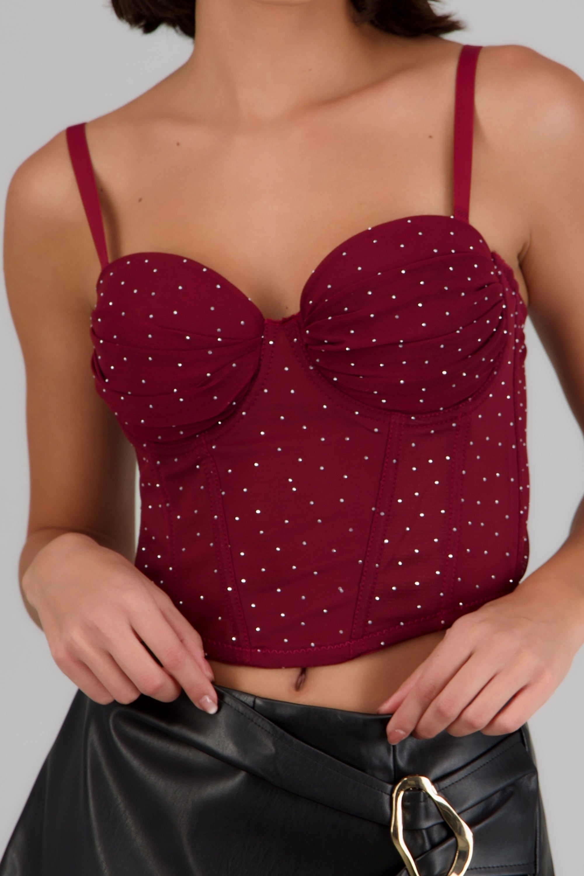 Corset de mesh con brillos VINO