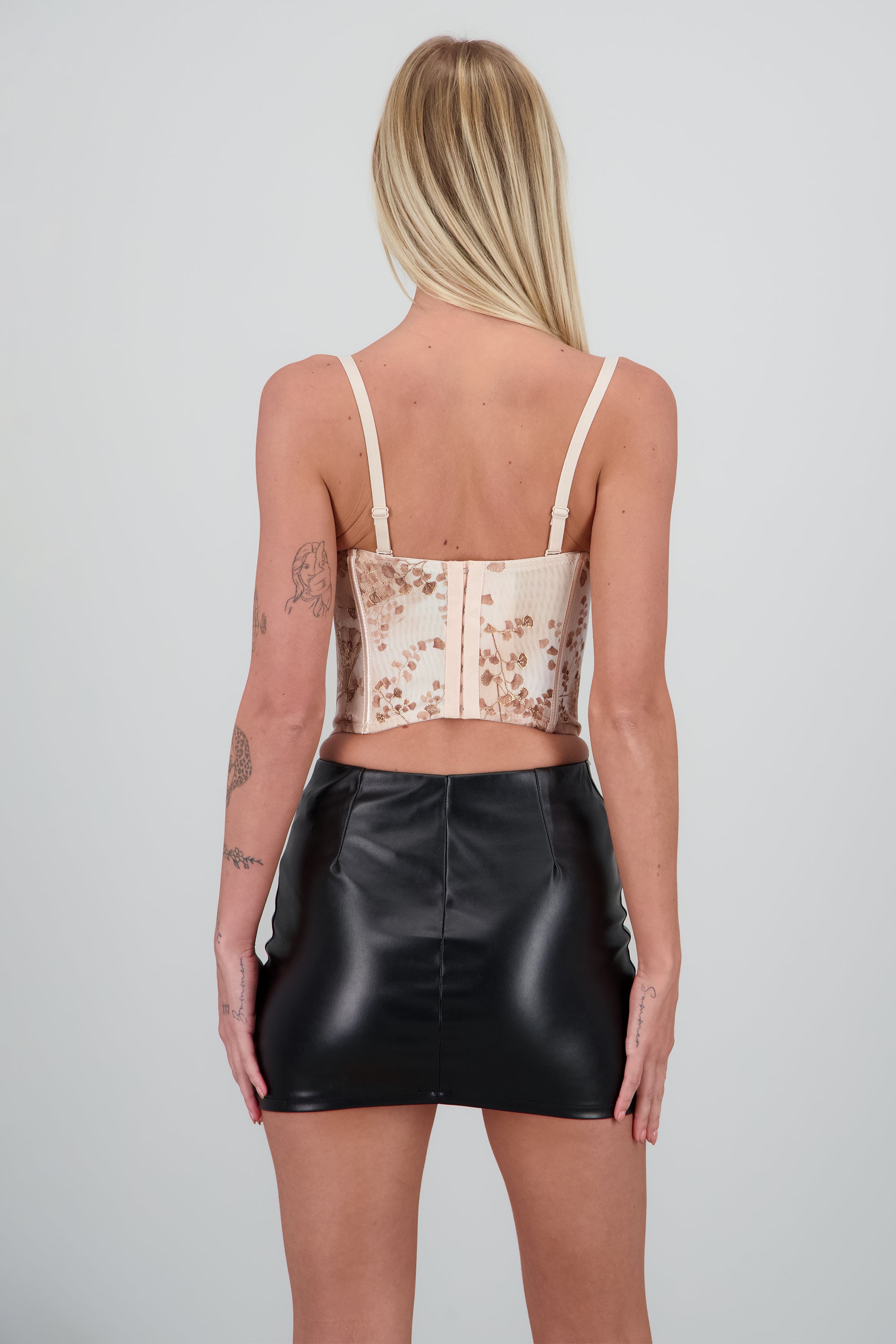 Corset con copas plisadas detalle foil KHAKI COMBO