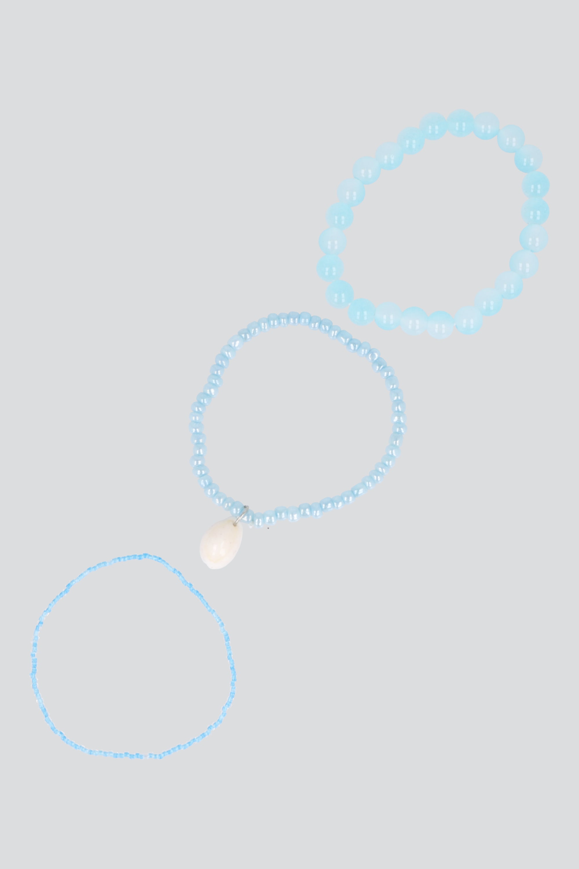 3 PULSERAS BEADS CONCHA AZUL