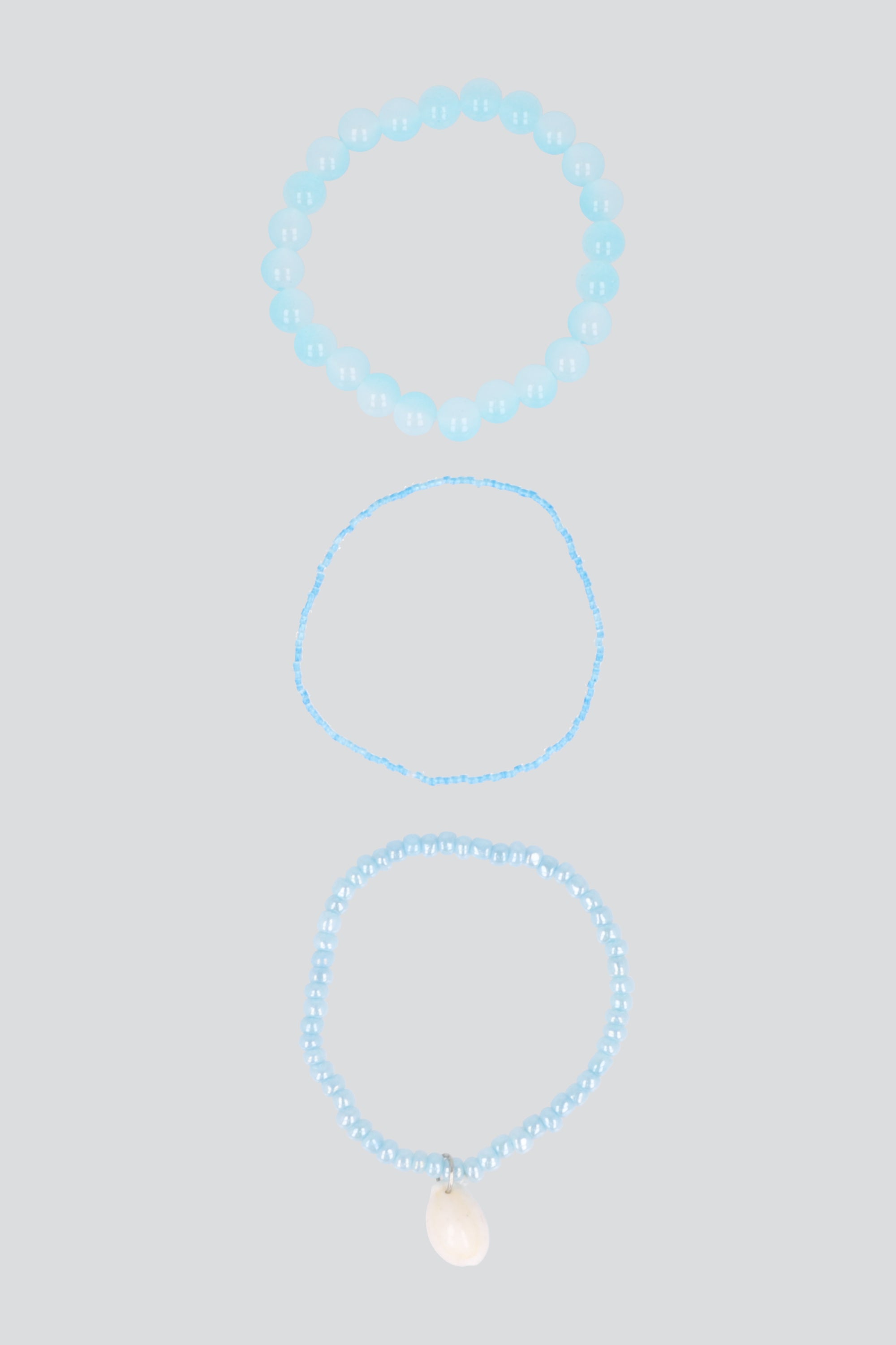 3 PULSERAS BEADS CONCHA AZUL