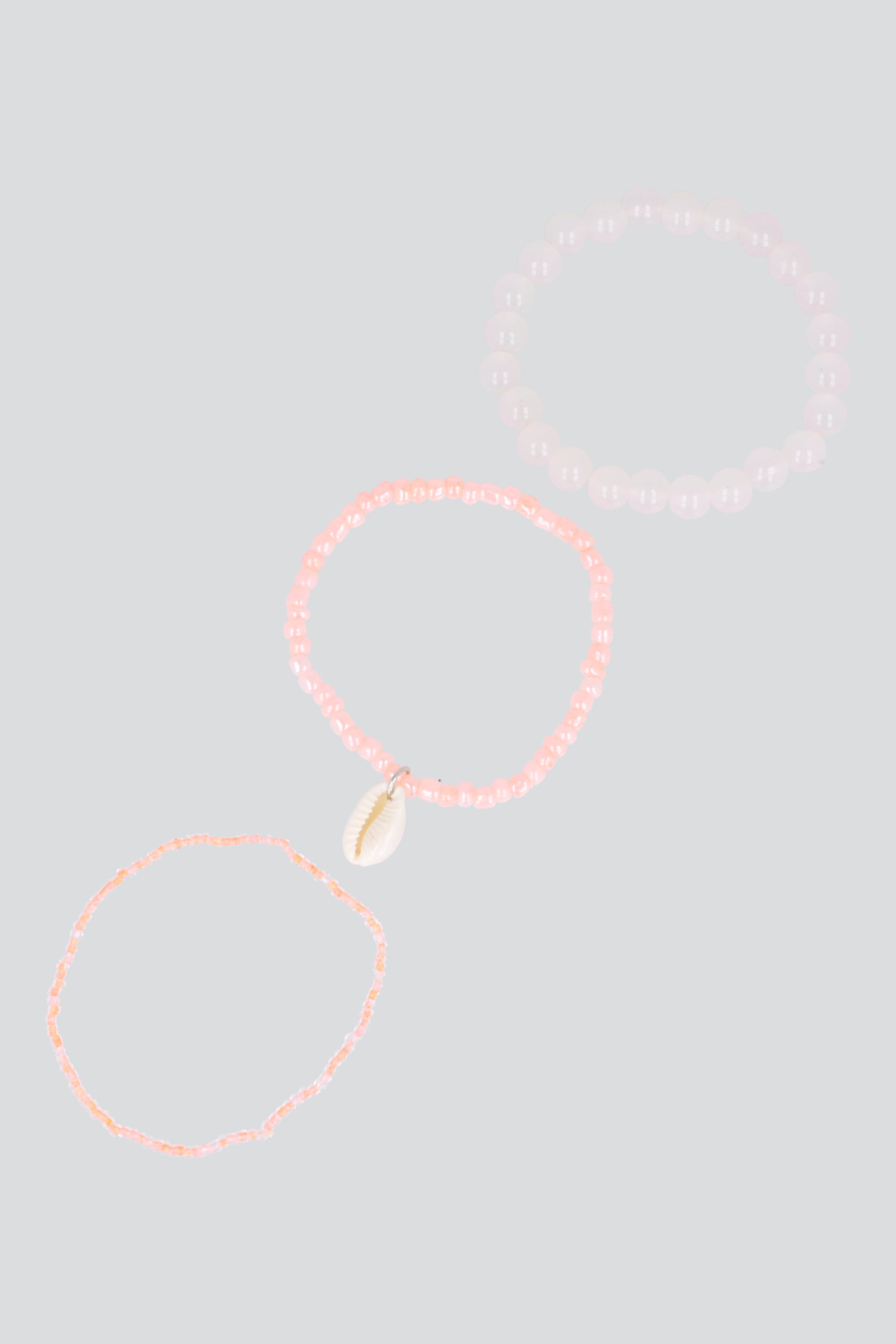 3 PULSERAS BEADS CONCHA PALO DE ROSA