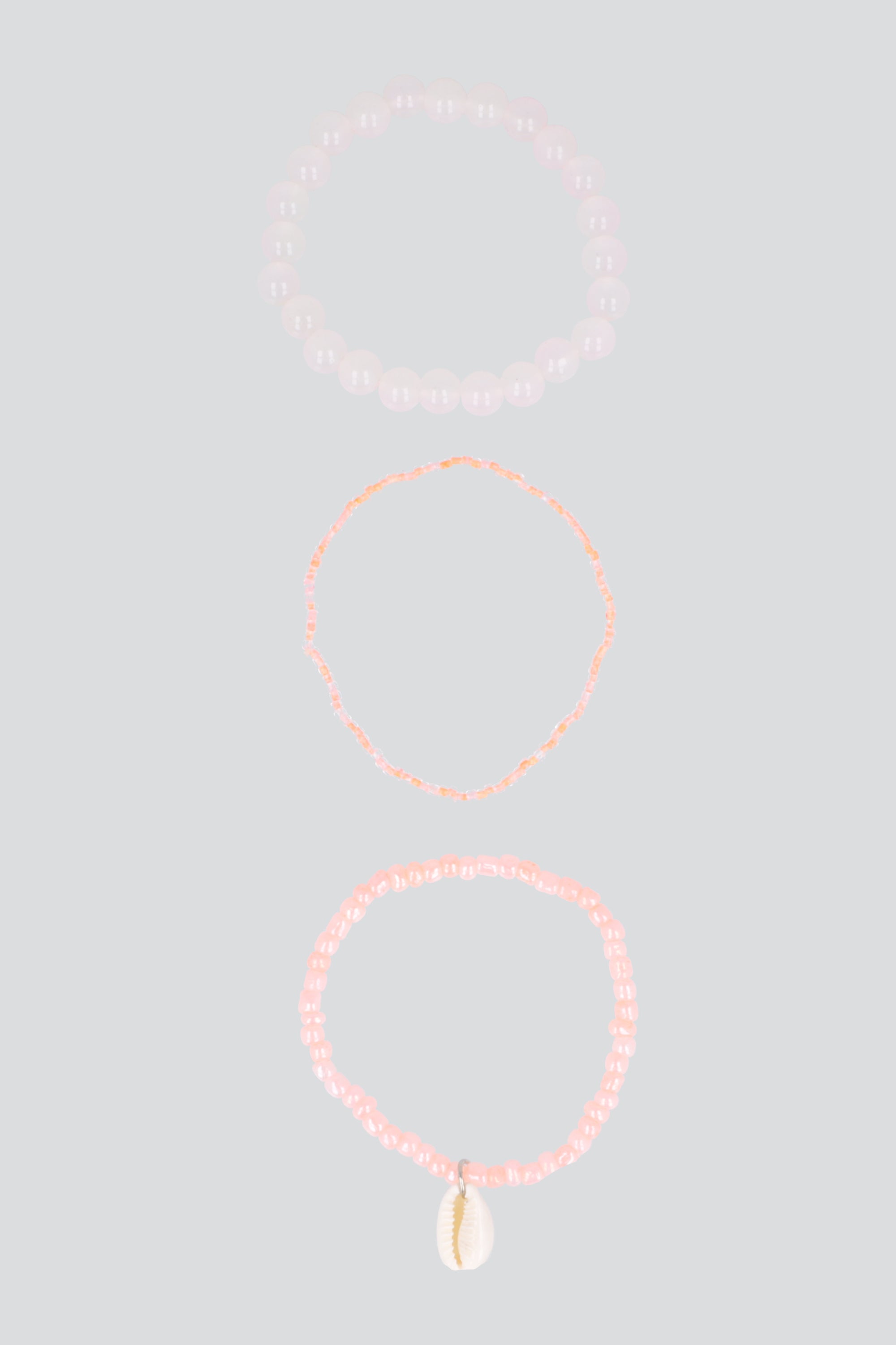 3 PULSERAS BEADS CONCHA PALO DE ROSA