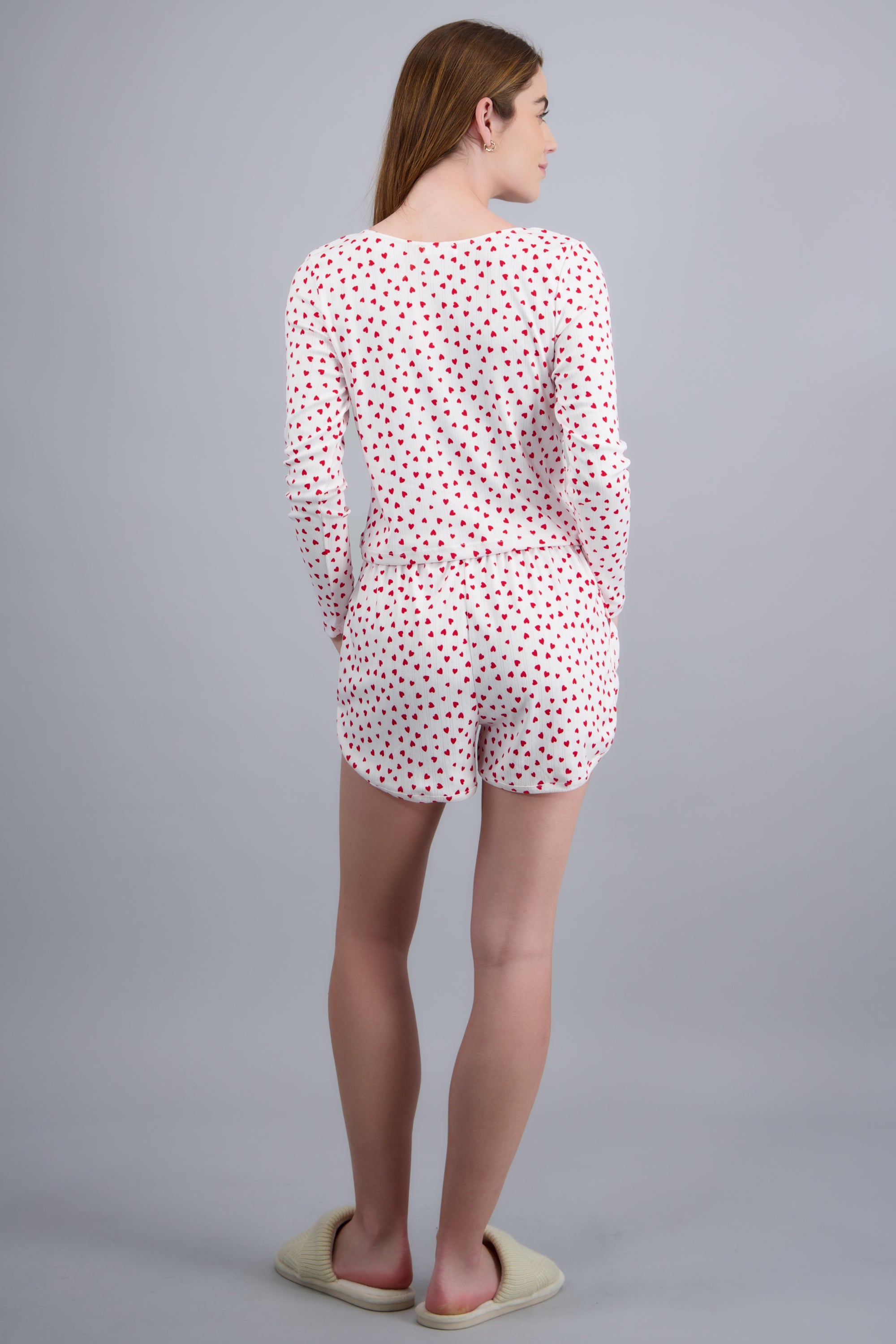 Pijama pointelle corazones short ROJO COMBO