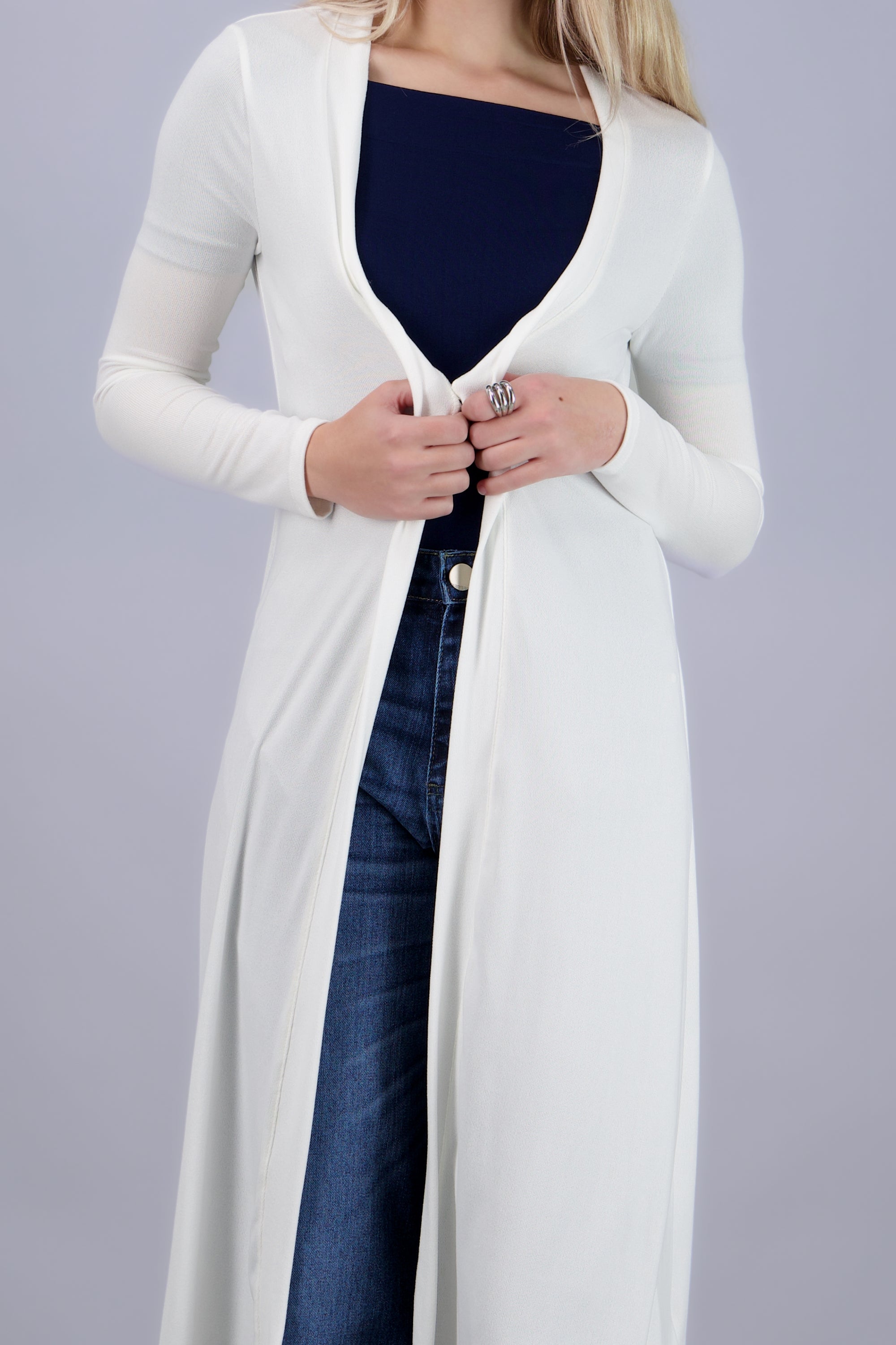 Cardigan liso largo HUESO