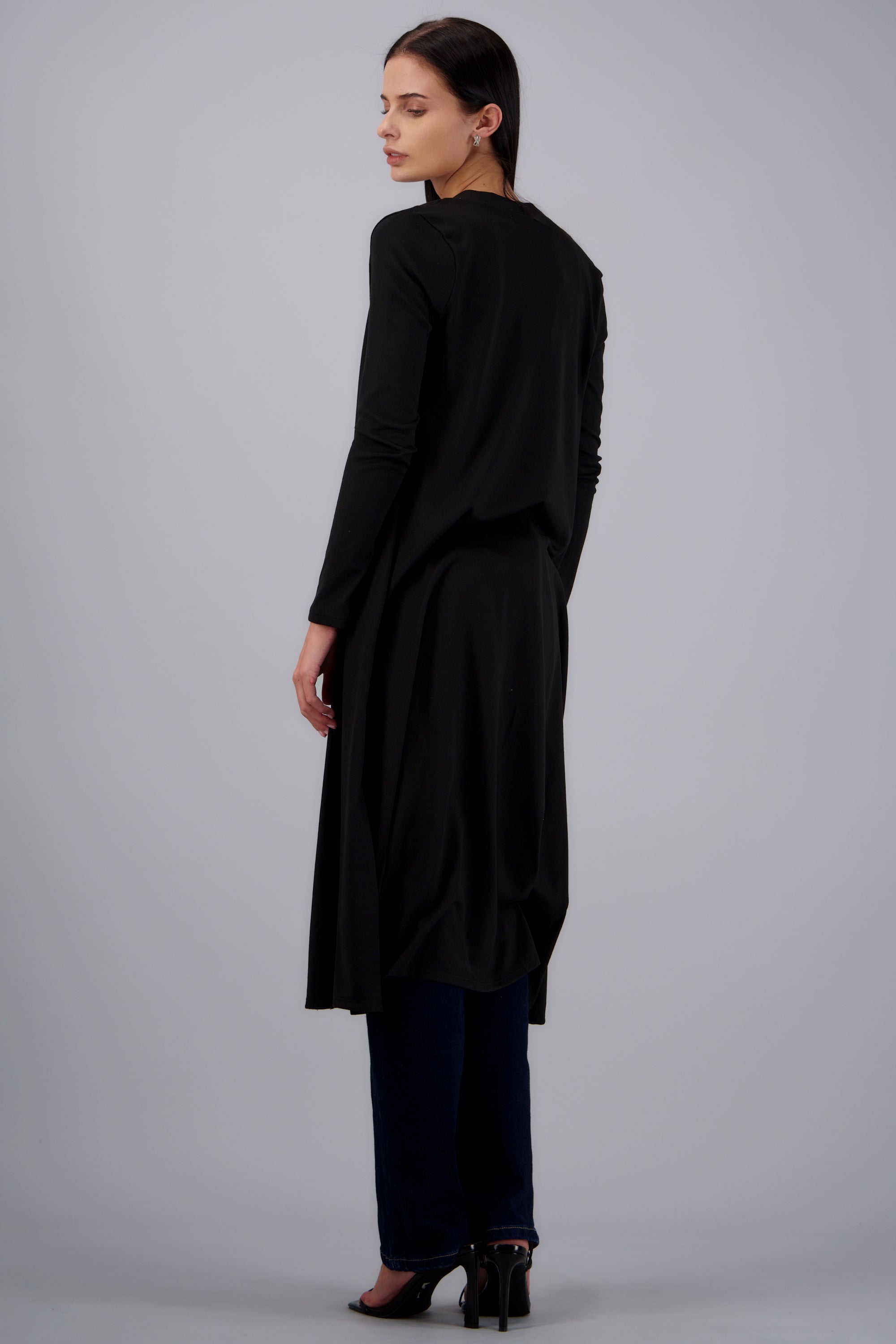 Cardigan liso largo NEGRO
