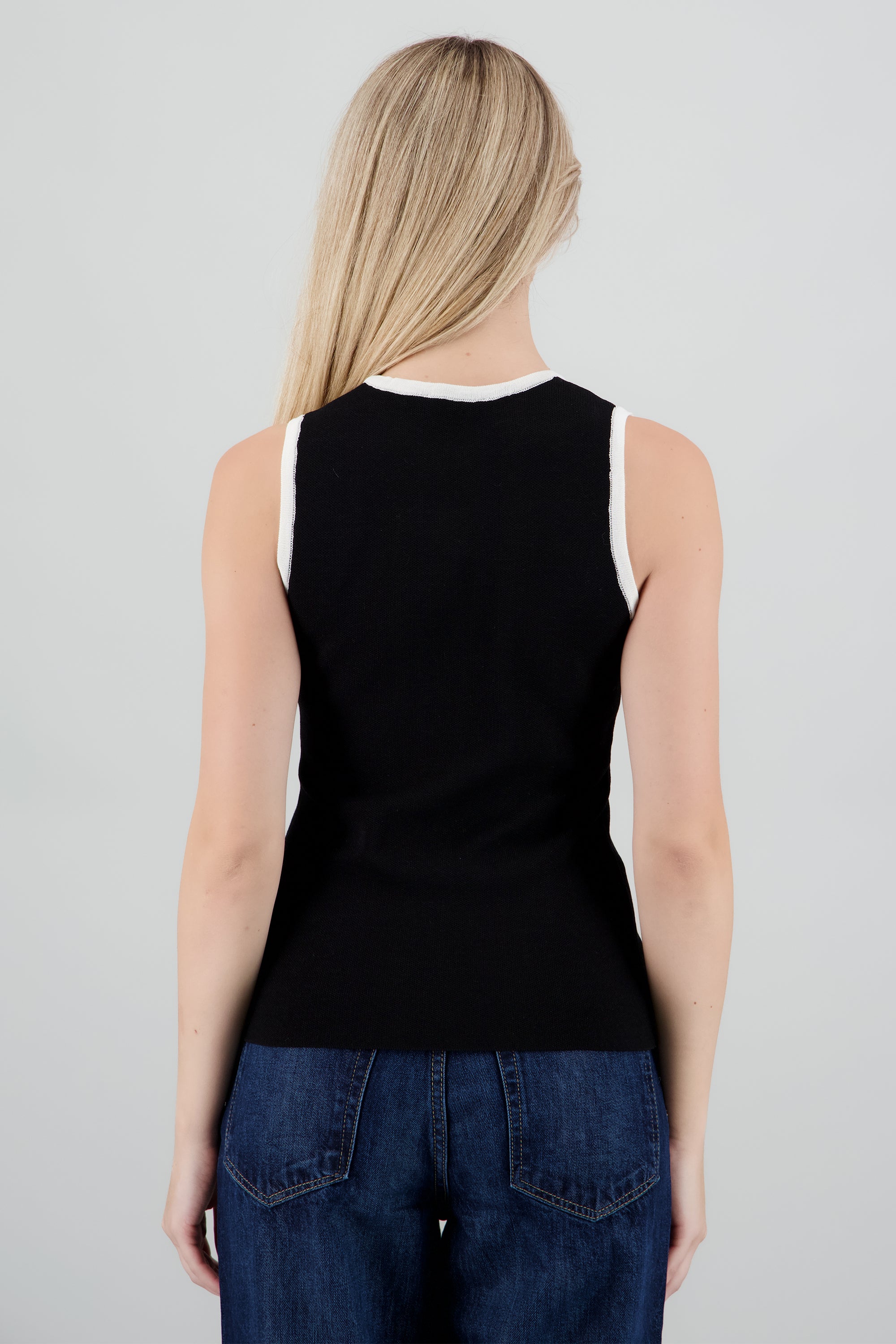 Chaleco con botones contraste NEGRO COMBO