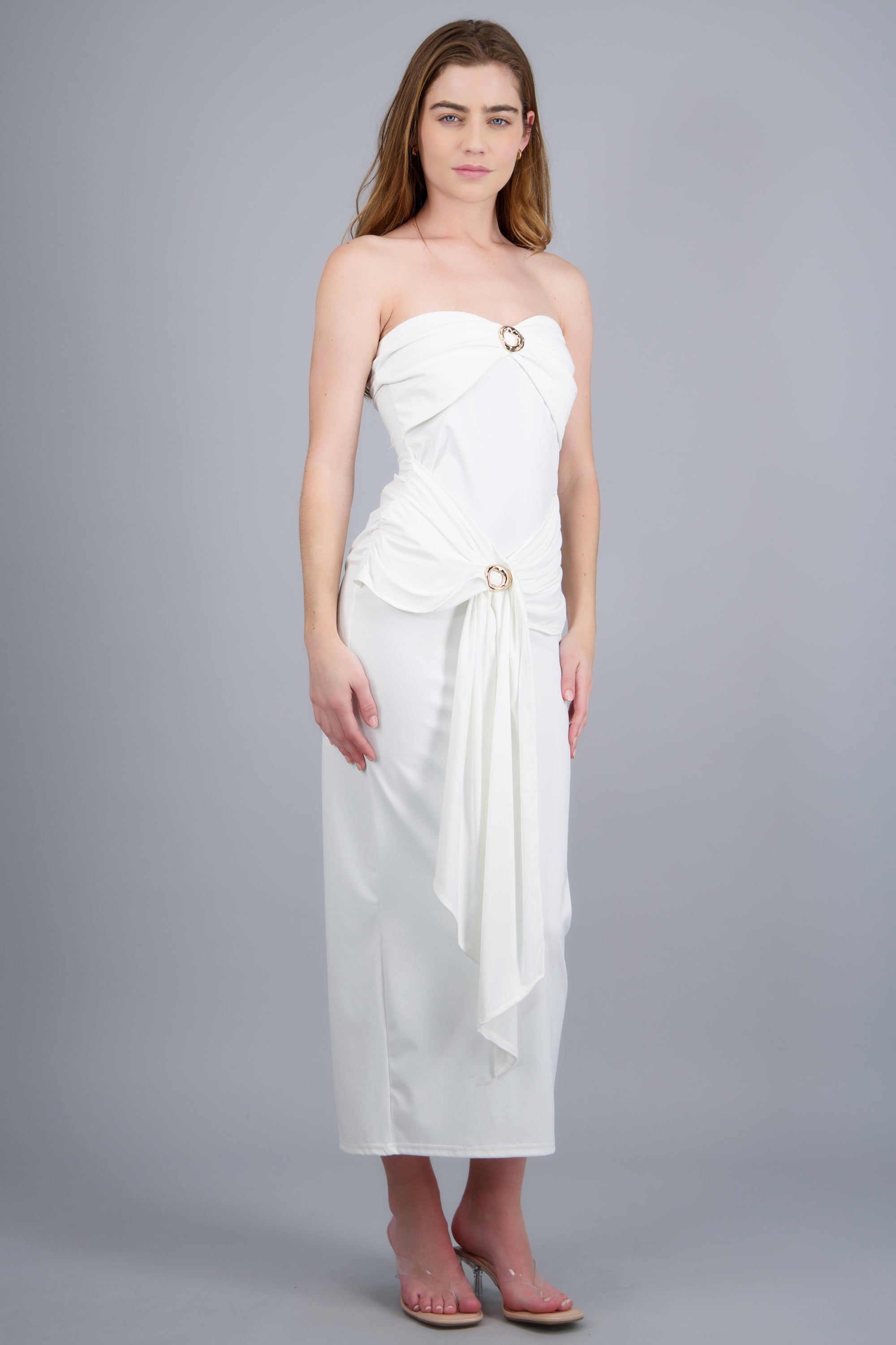Vestido strapless cut out BLANCO