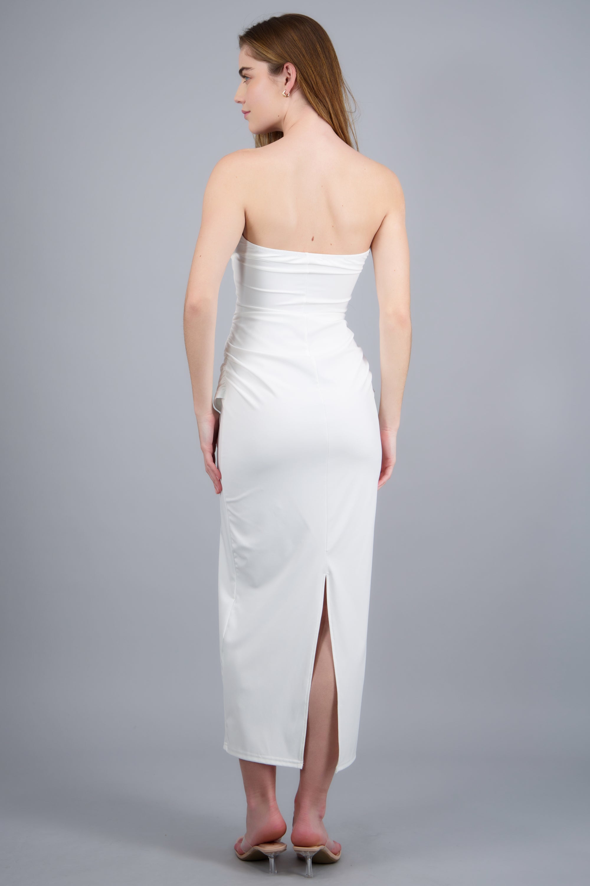 Vestido strapless cut out BLANCO