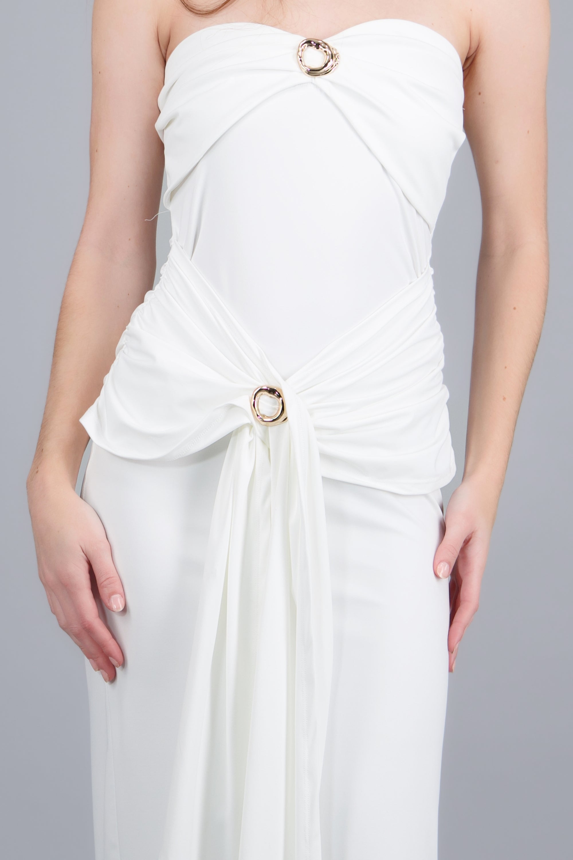 Vestido strapless cut out BLANCO
