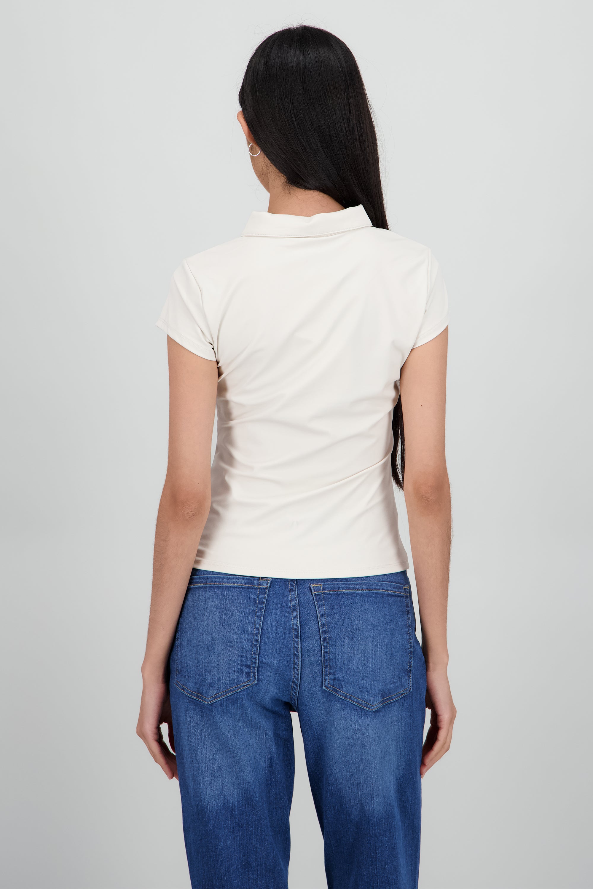 Top polo botones liso BEIGE