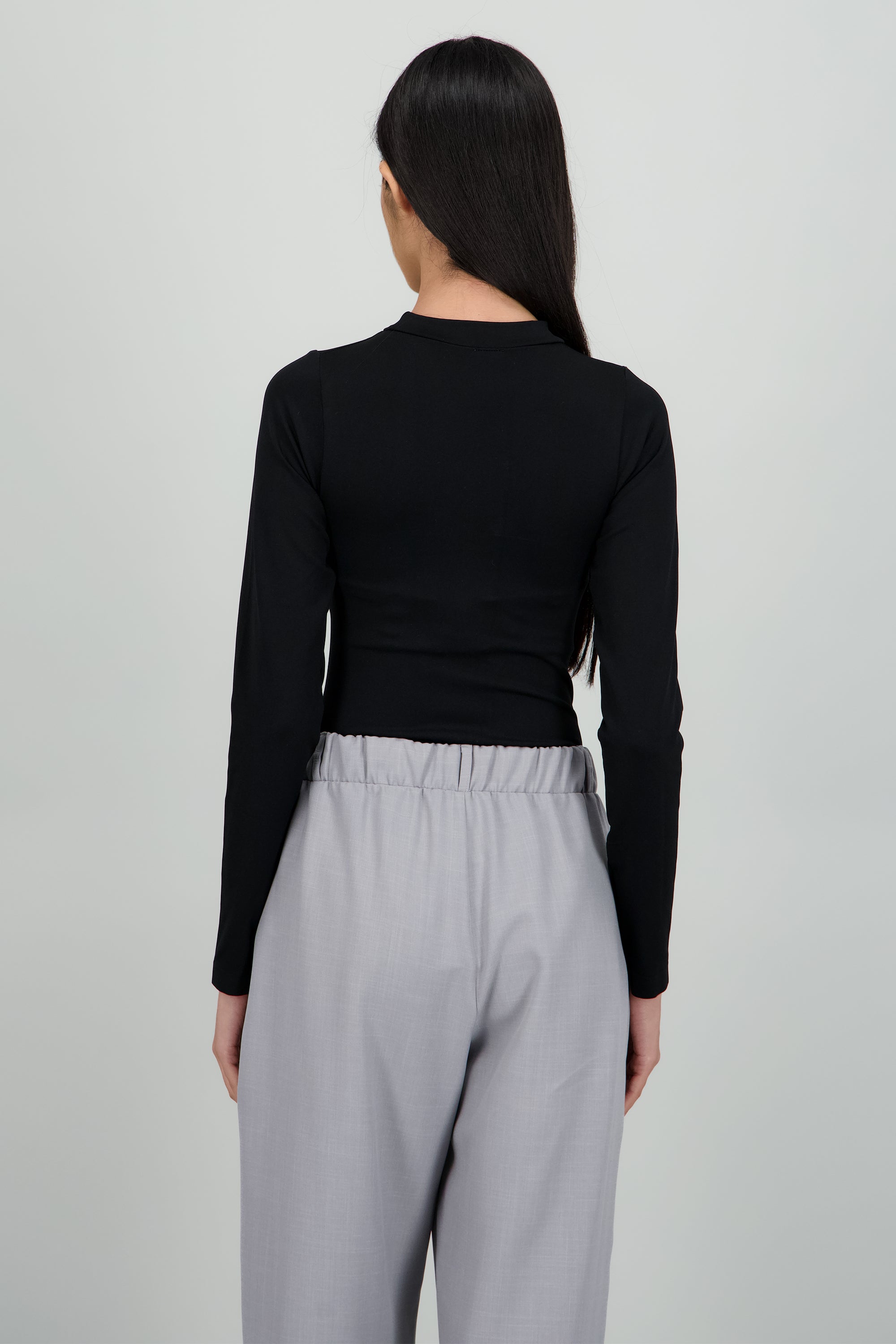 Bodysuit cuello alto manga larga liso NEGRO