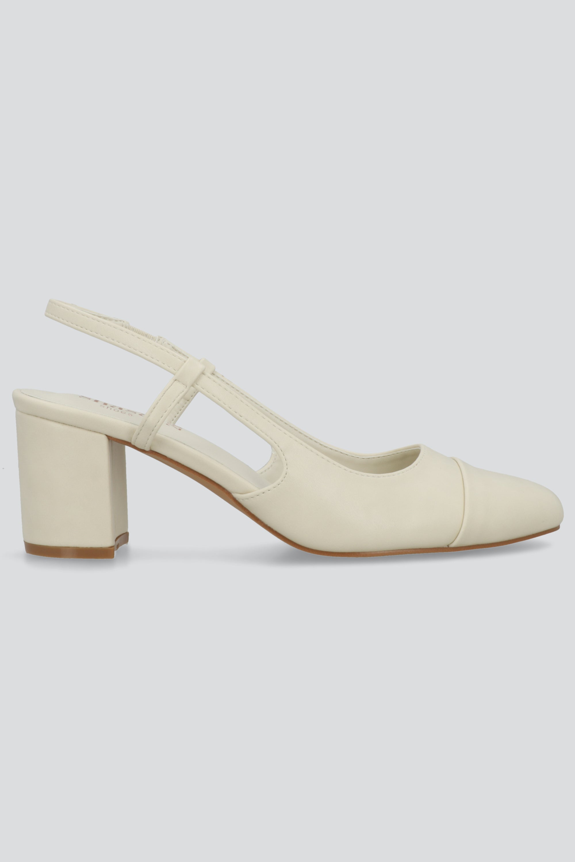 Tacon bloque redondeado slingback HUESO