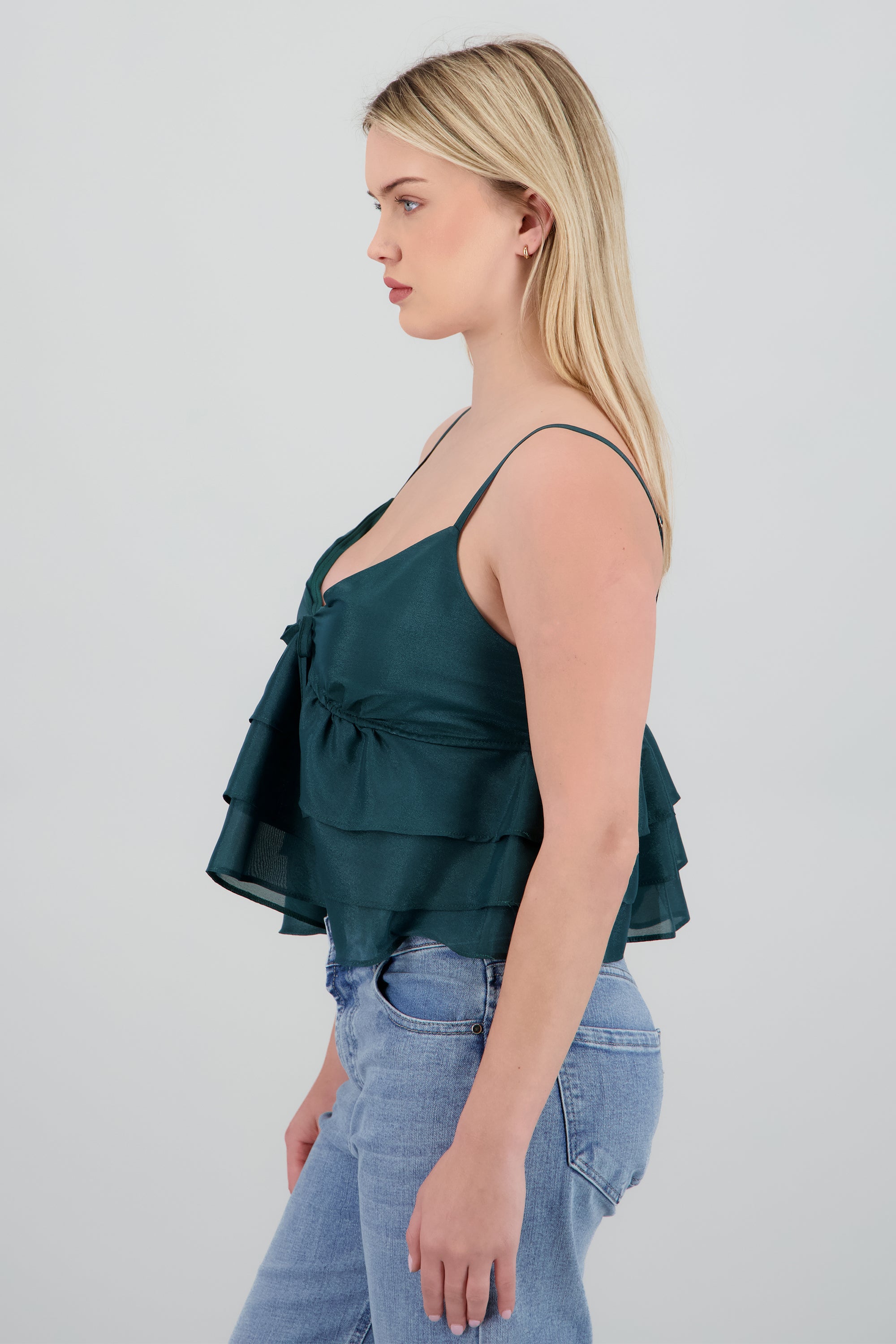 Blusa tirantes doble olan VERDE CAZADOR