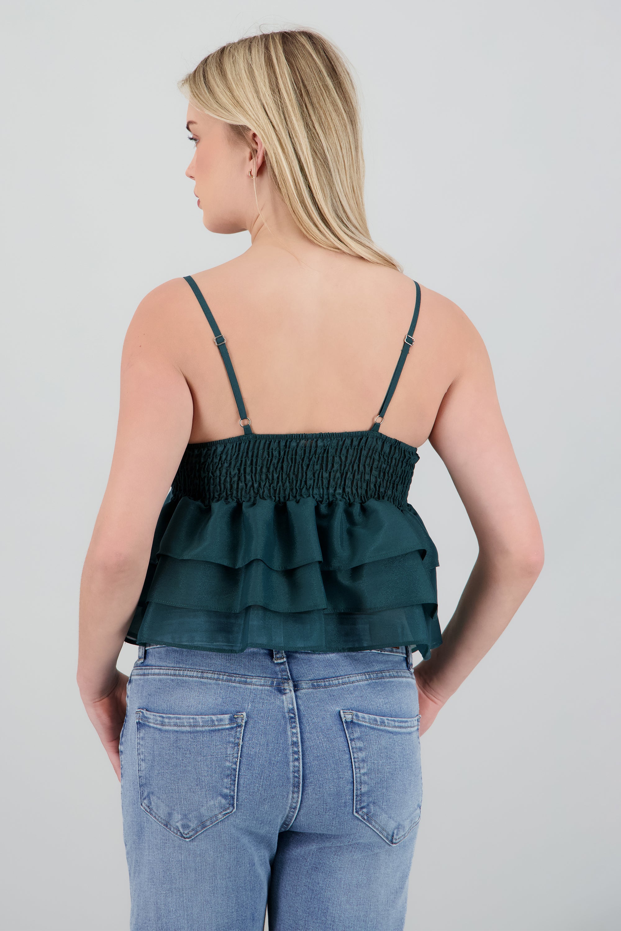 Blusa tirantes doble olan VERDE CAZADOR