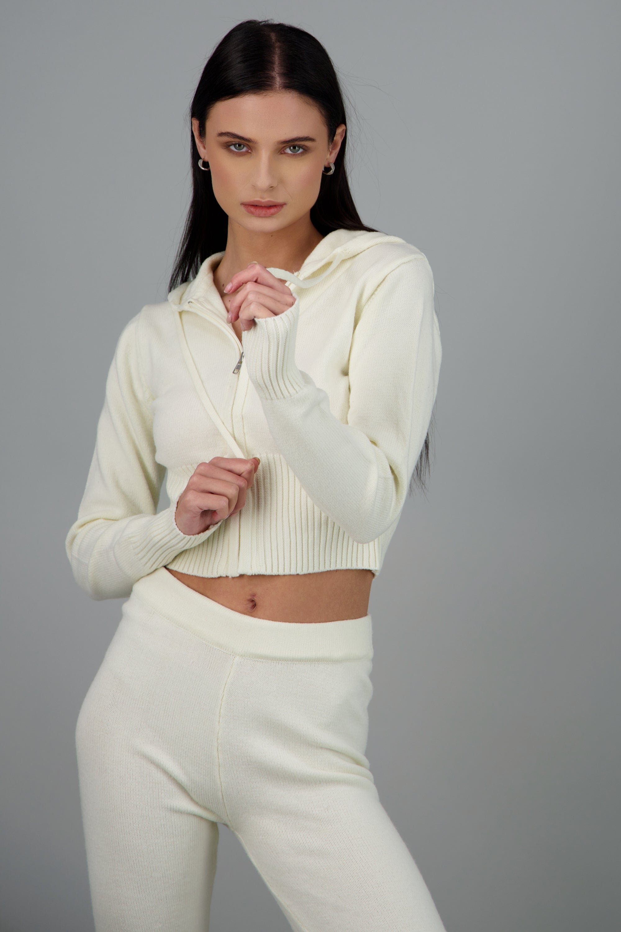 Sudadera tejida lisa HUESO