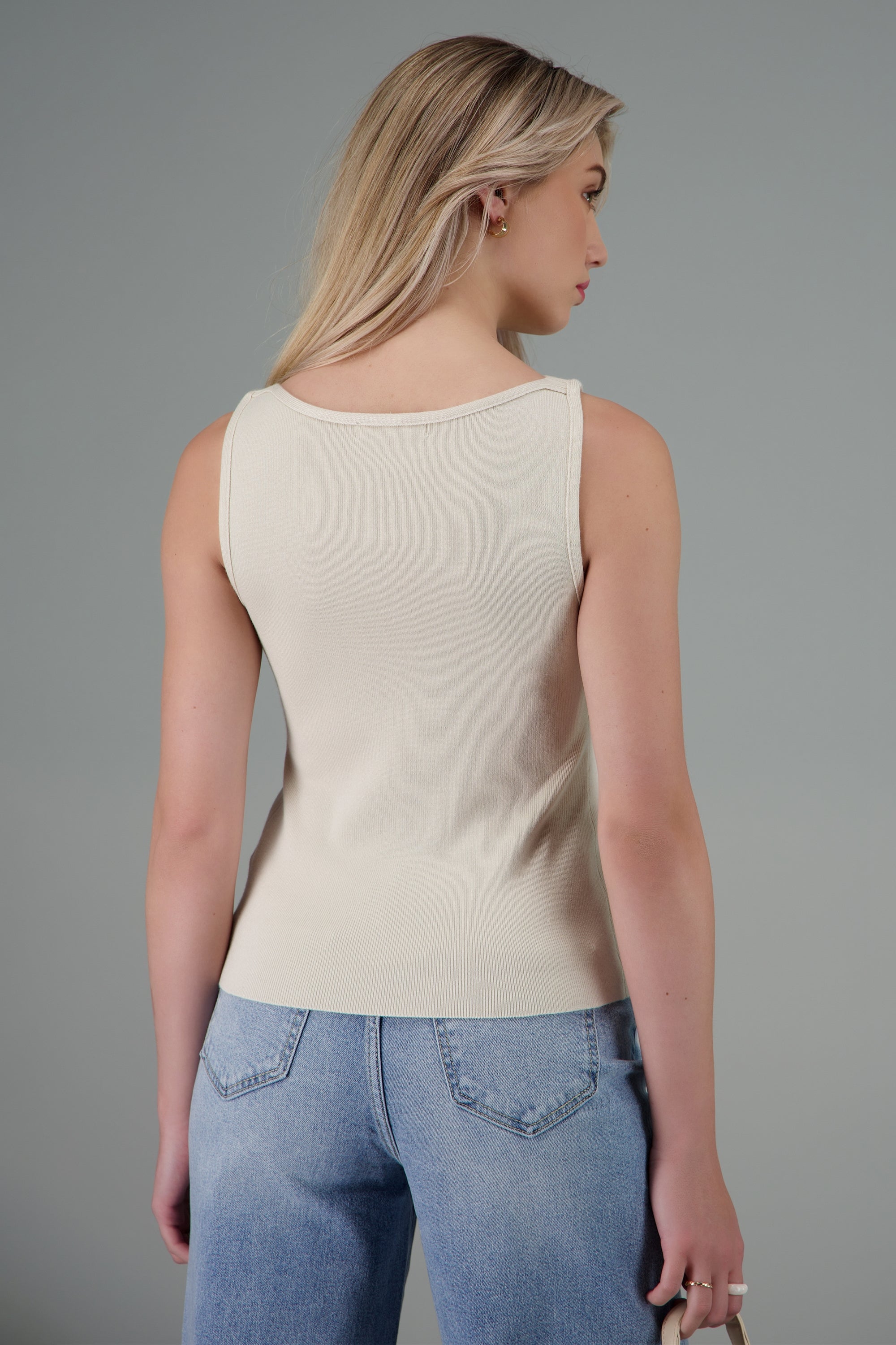 Chaleco tejido abertura CREMA