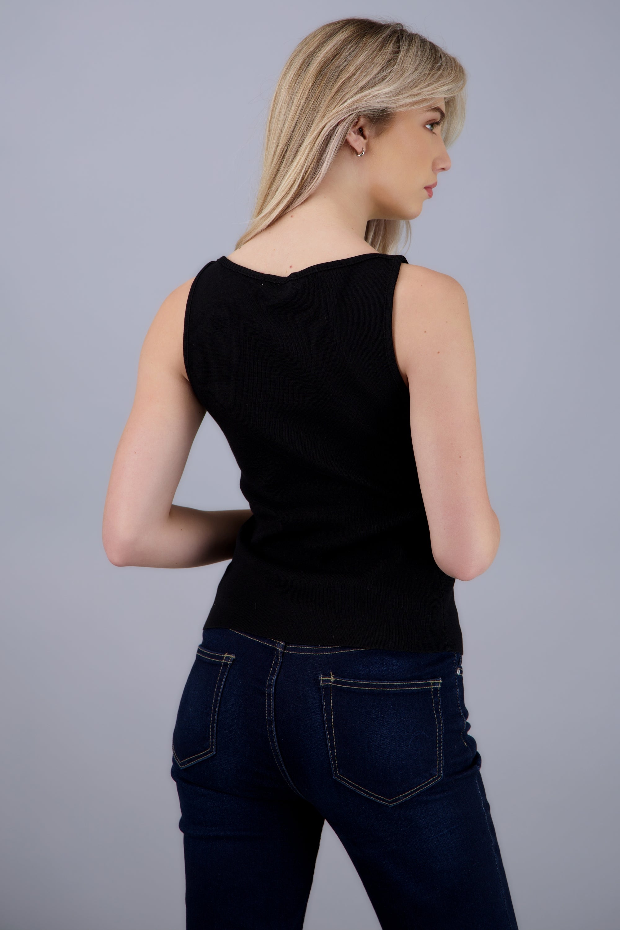 Chaleco tejido abertura NEGRO