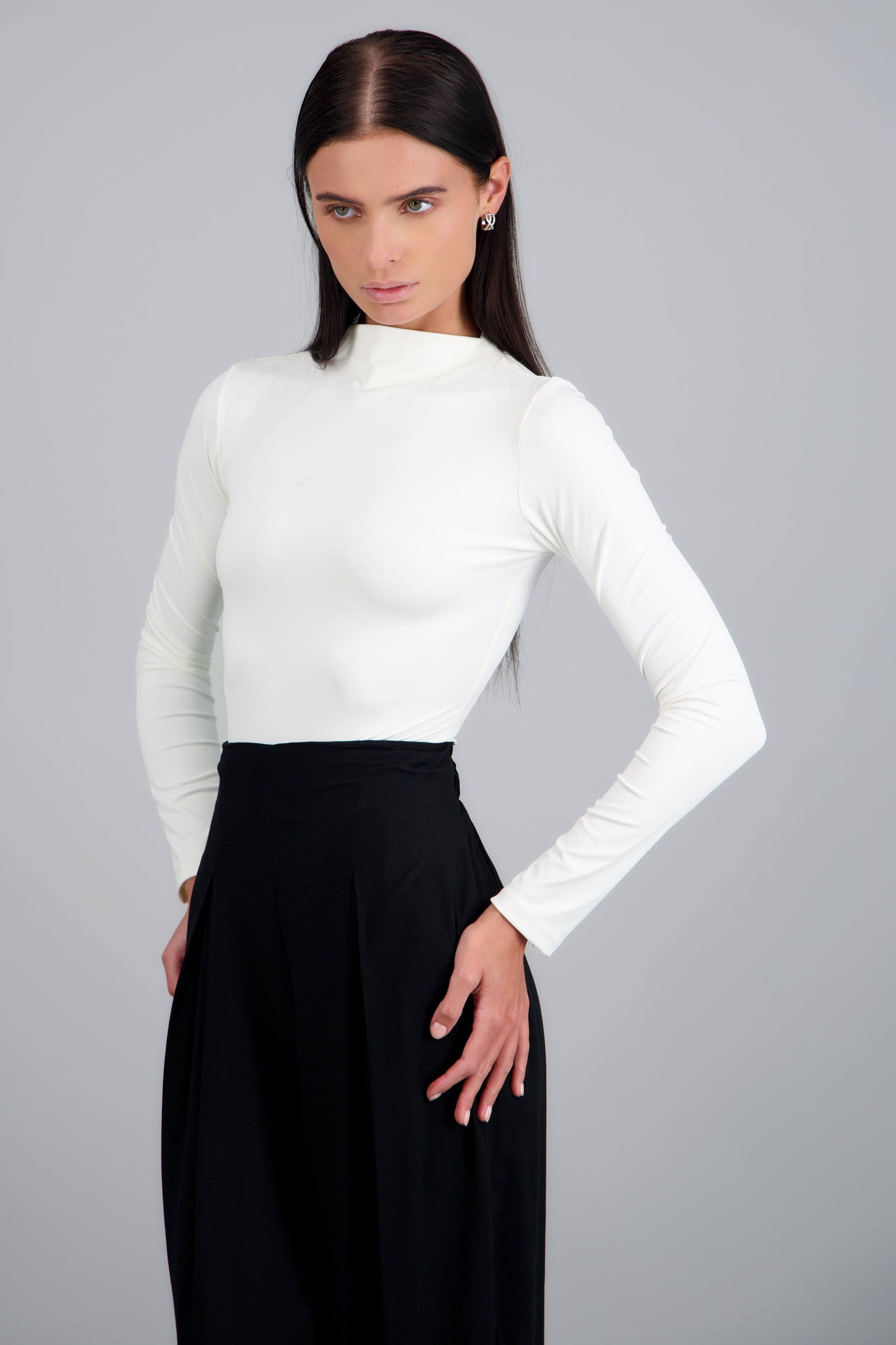 Bodysuit cuello alto recto BLANCO