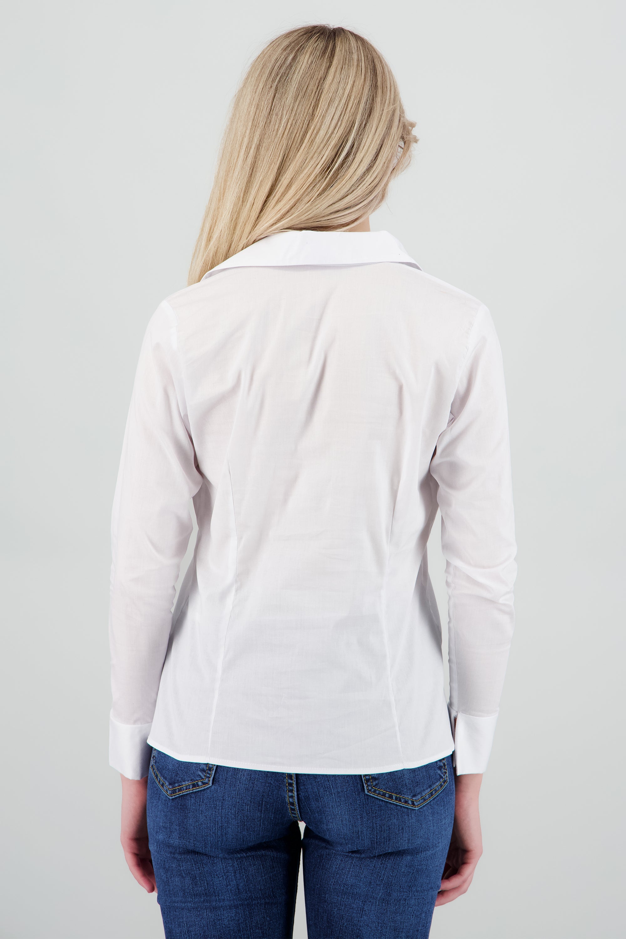 Camisa manga larga detalle cortes BLANCO