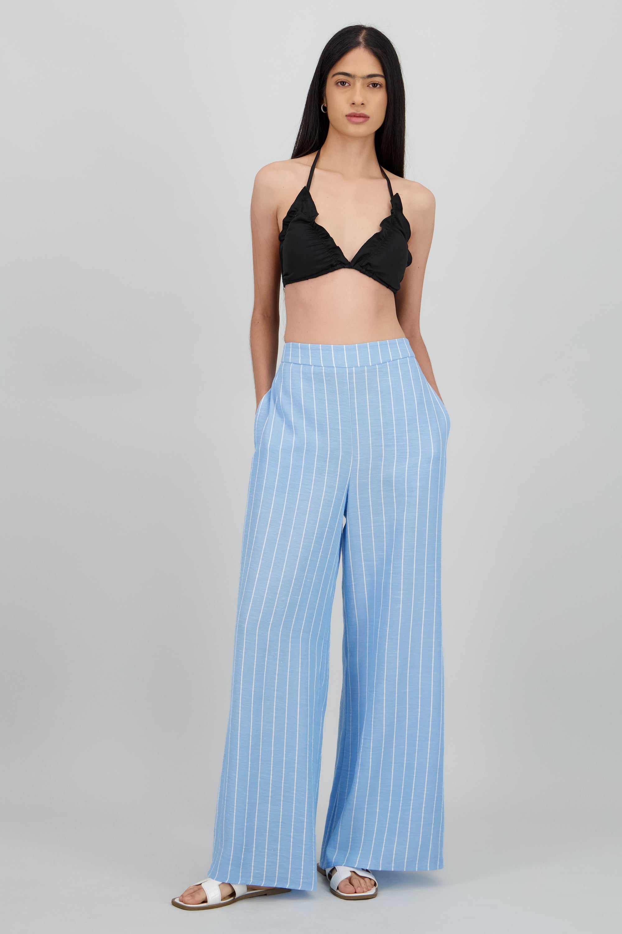 Pantalon amplio detalle rayas AZUL COMBO