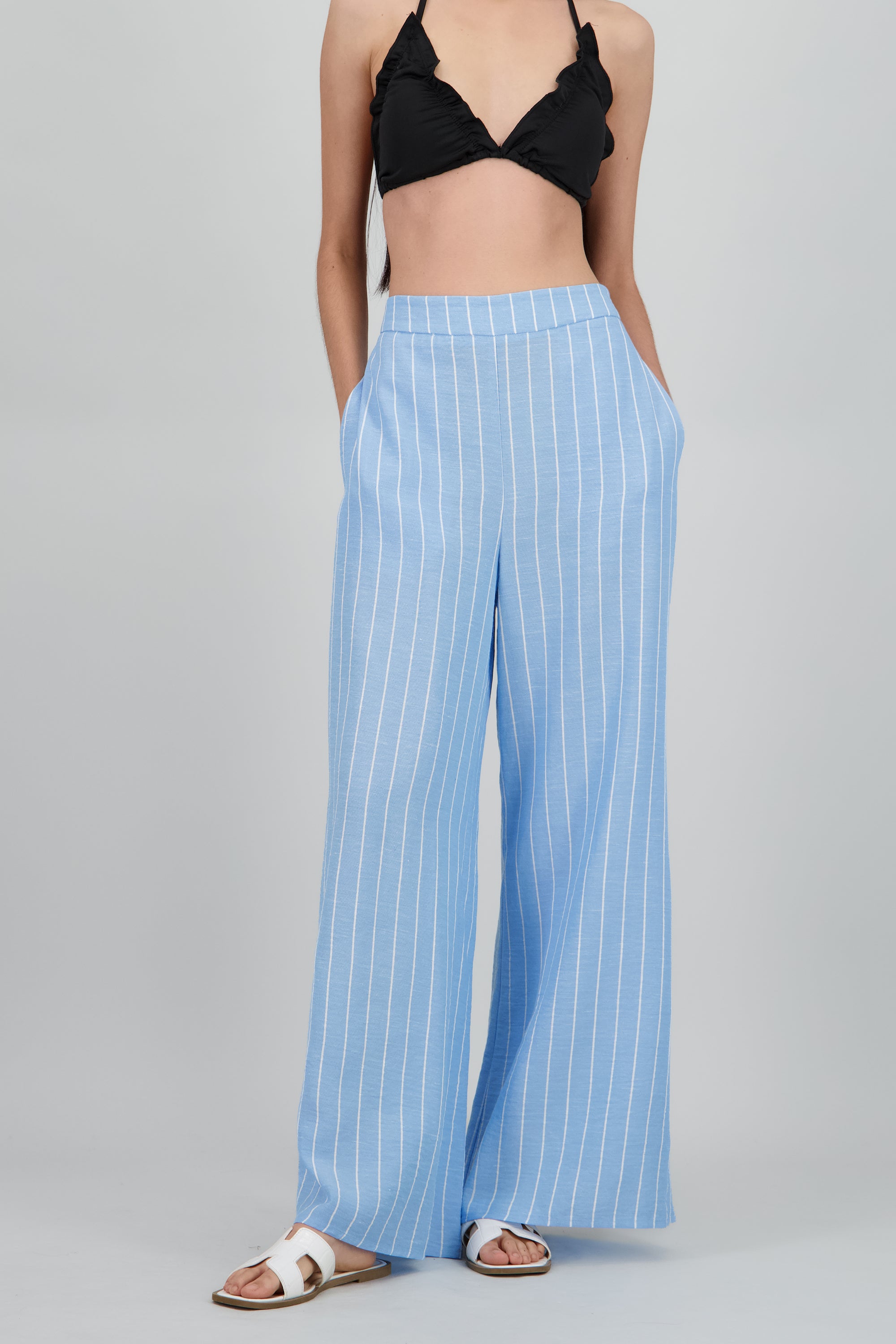 Pantalon amplio detalle rayas AZUL COMBO