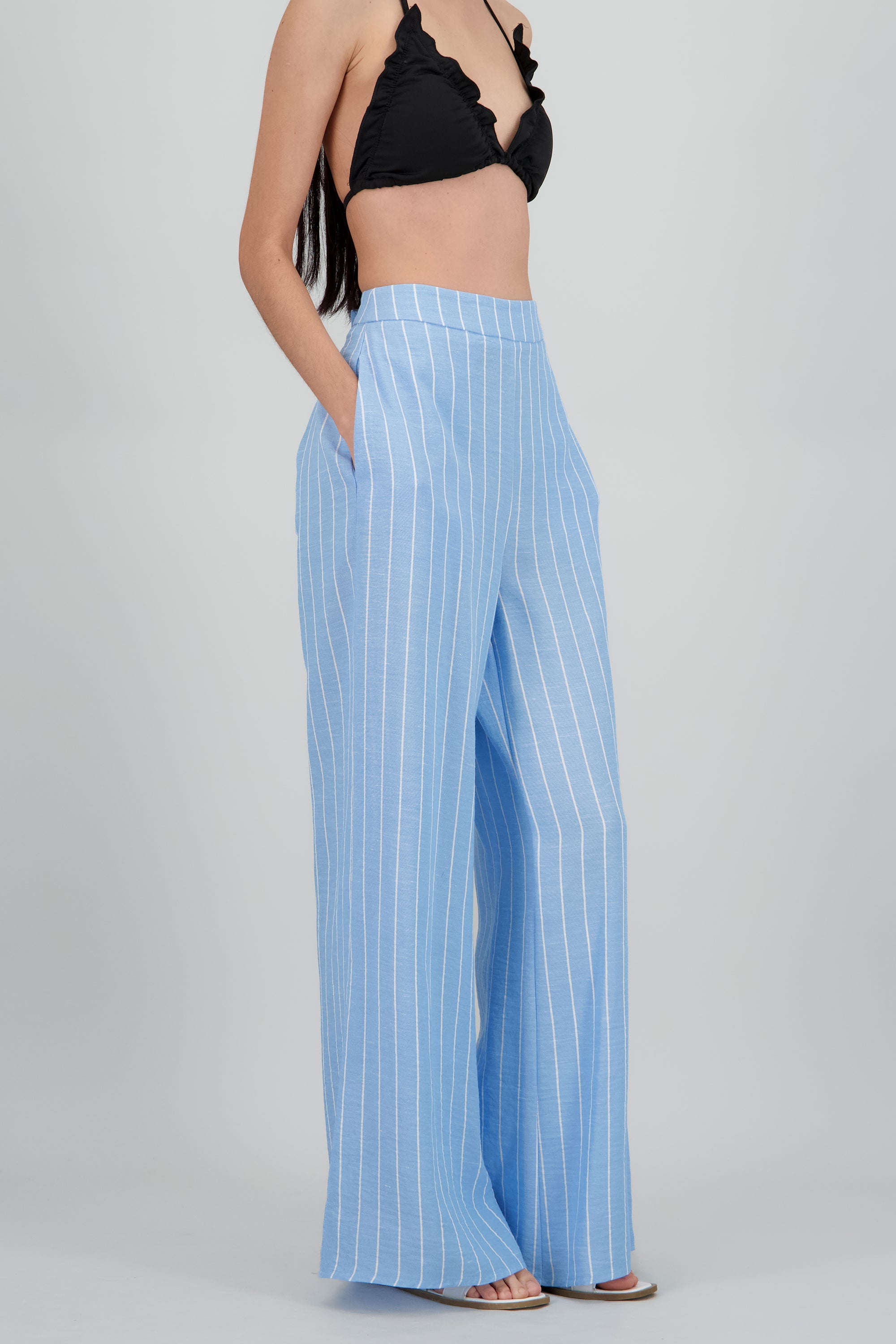 Pantalon amplio detalle rayas AZUL COMBO