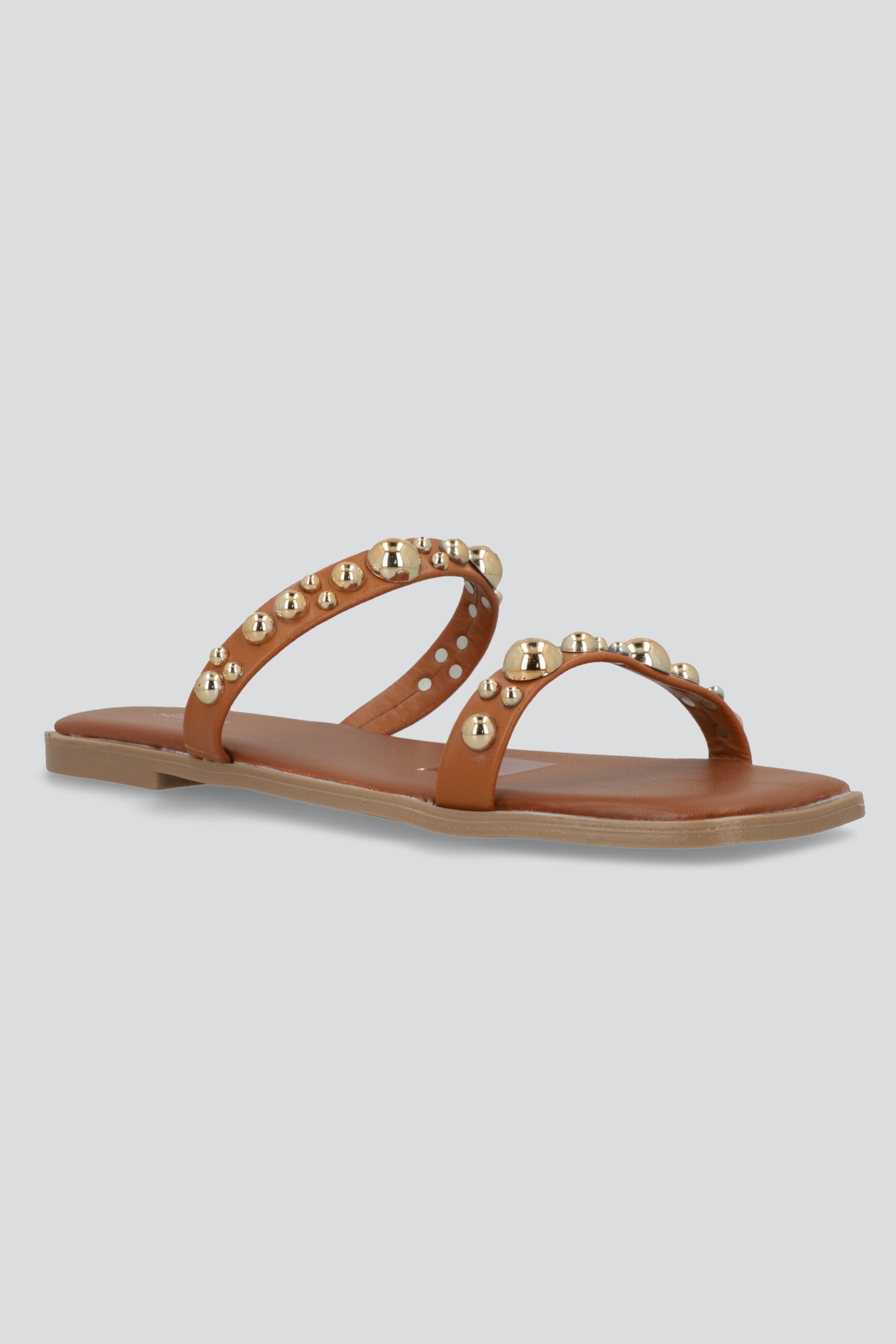 Sandalia tiras studs 3D TAN