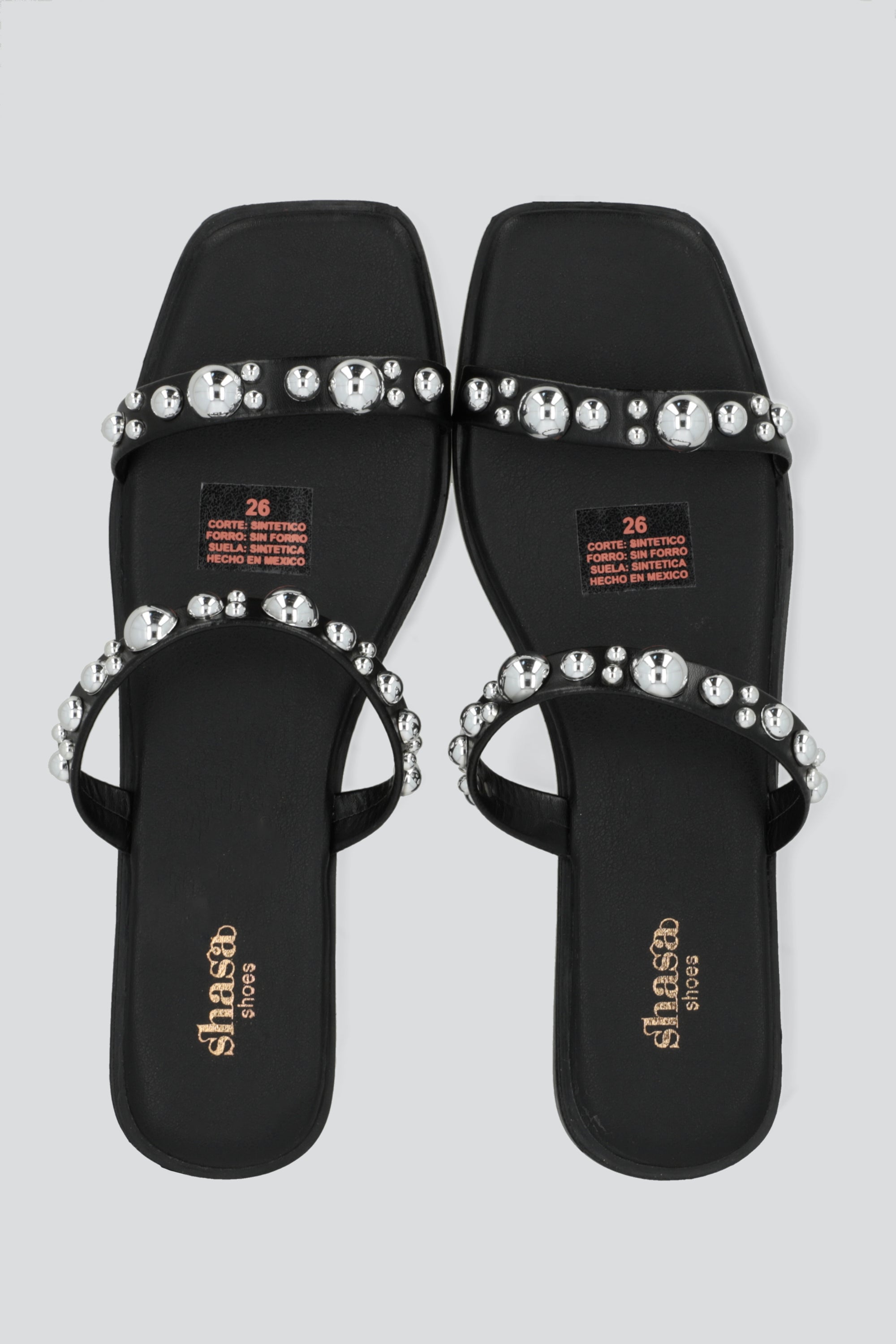 Sandalia tiras studs 3D NEGRO